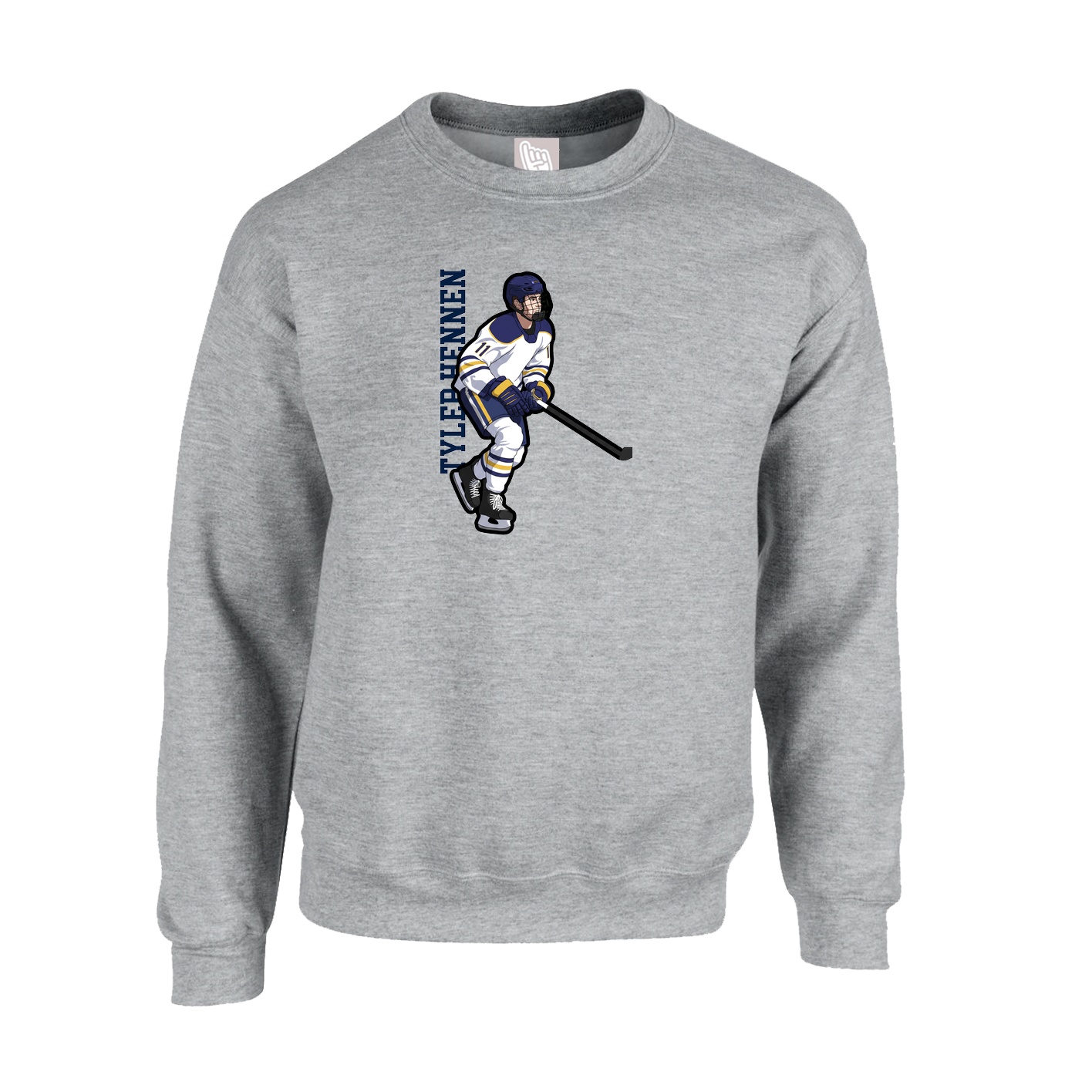 Fleece Crew — Name Vertical in Grey