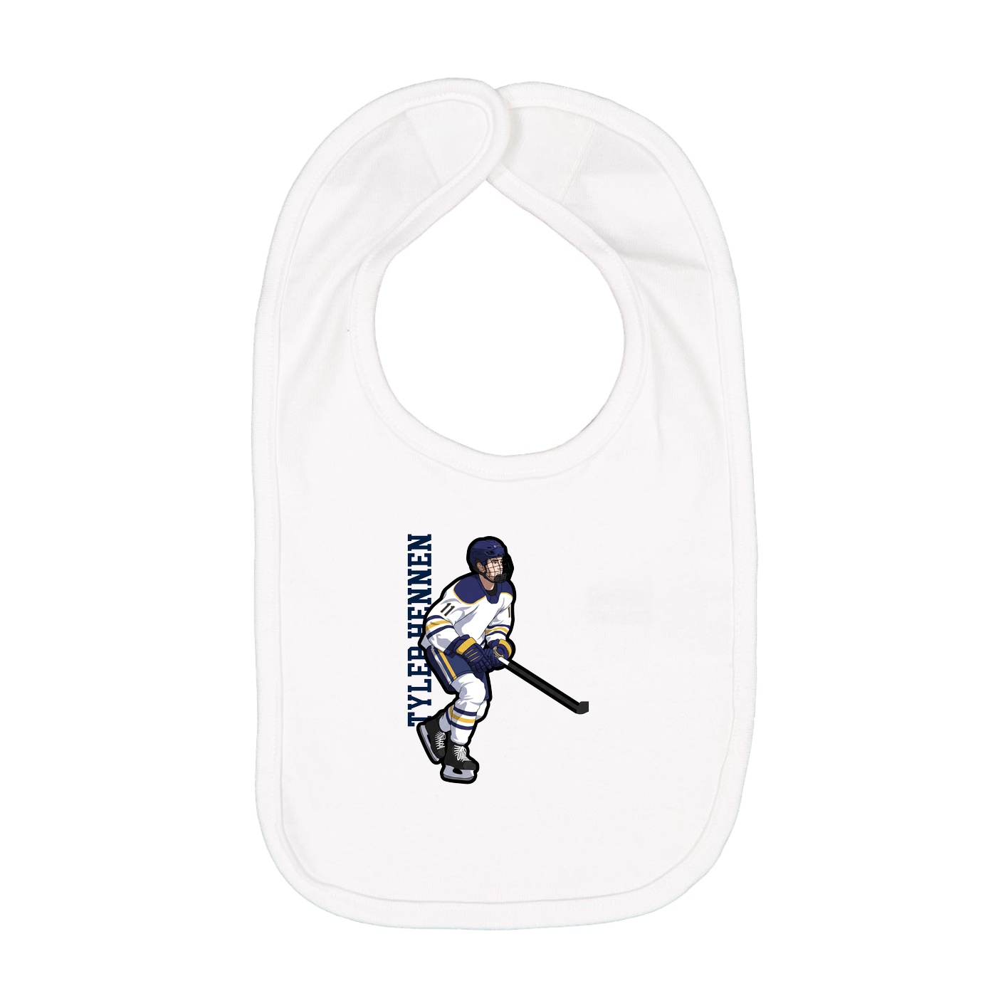 Infant Bib — Name Vertical in White