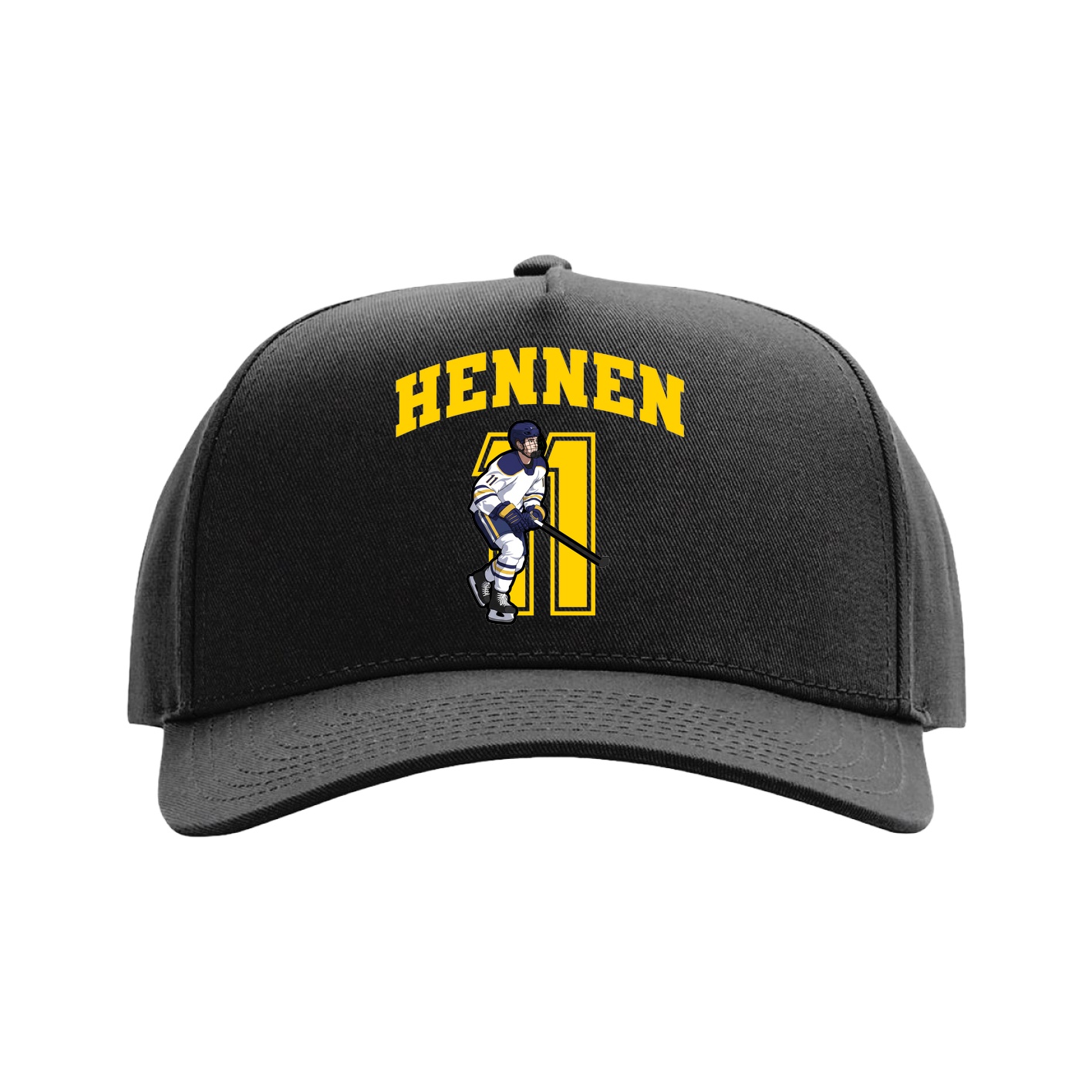 Full Fabric Five-Panel Champ Cap — Number in Black