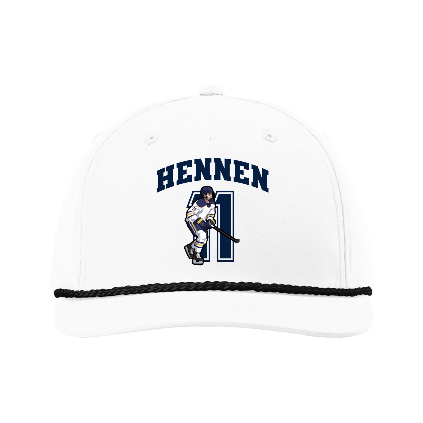 Five-Panel Classic Rope Cap — Number in White