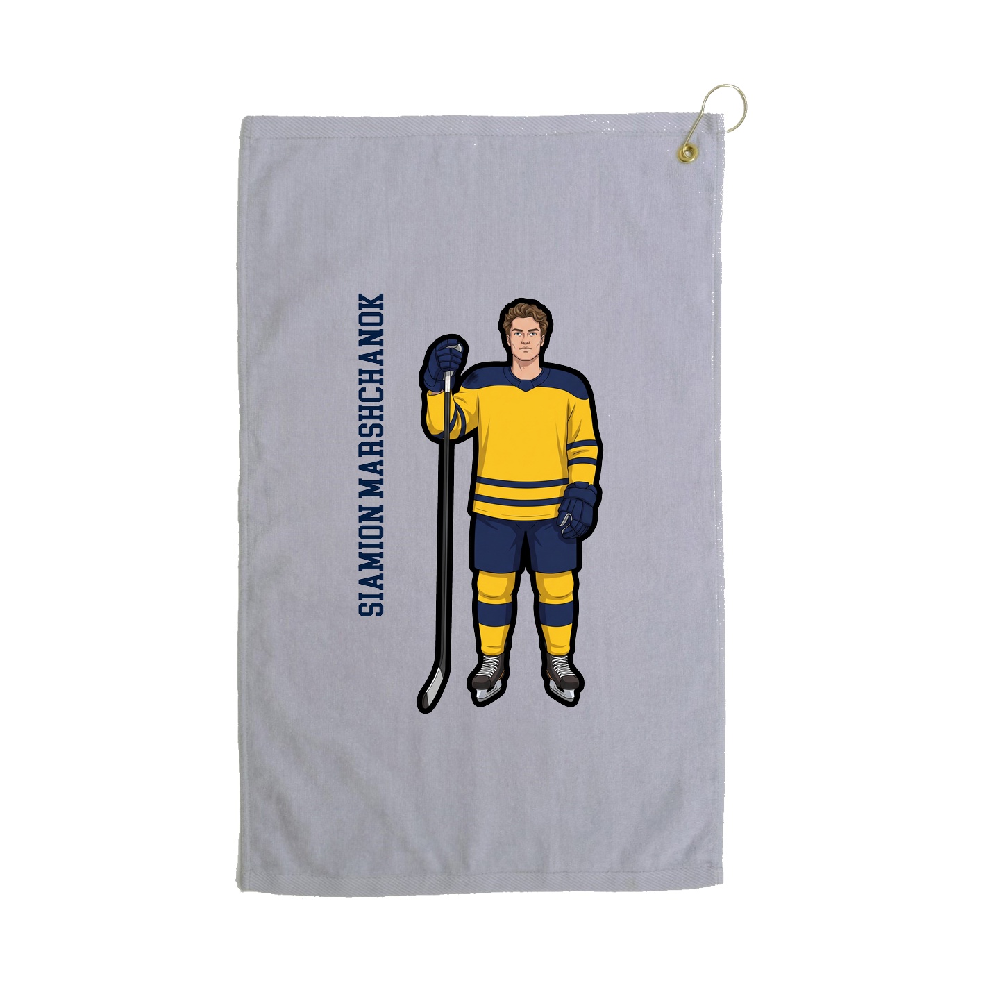 Golf Towel — Name Vertical in Grey