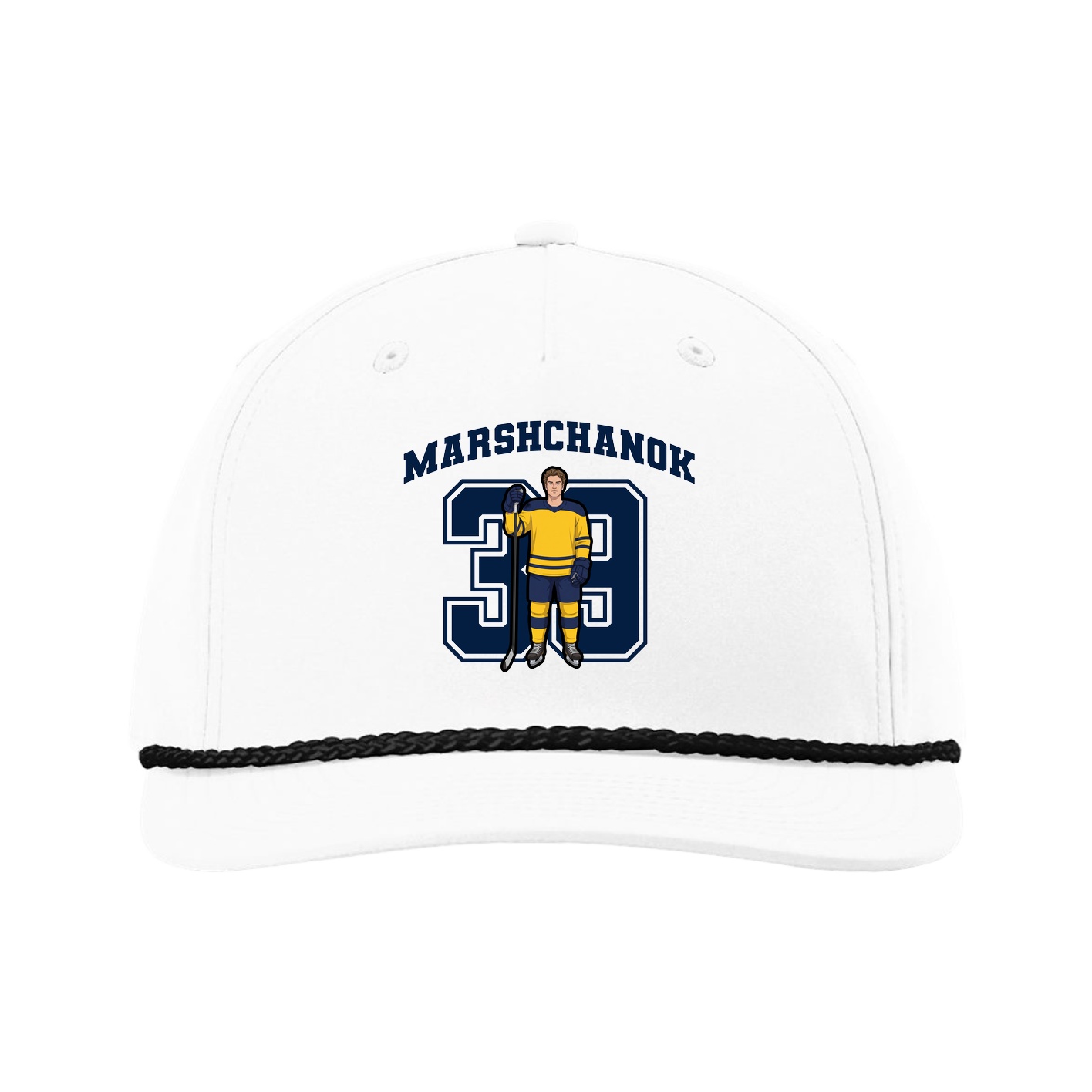 Five-Panel Classic Rope Cap — Number in White