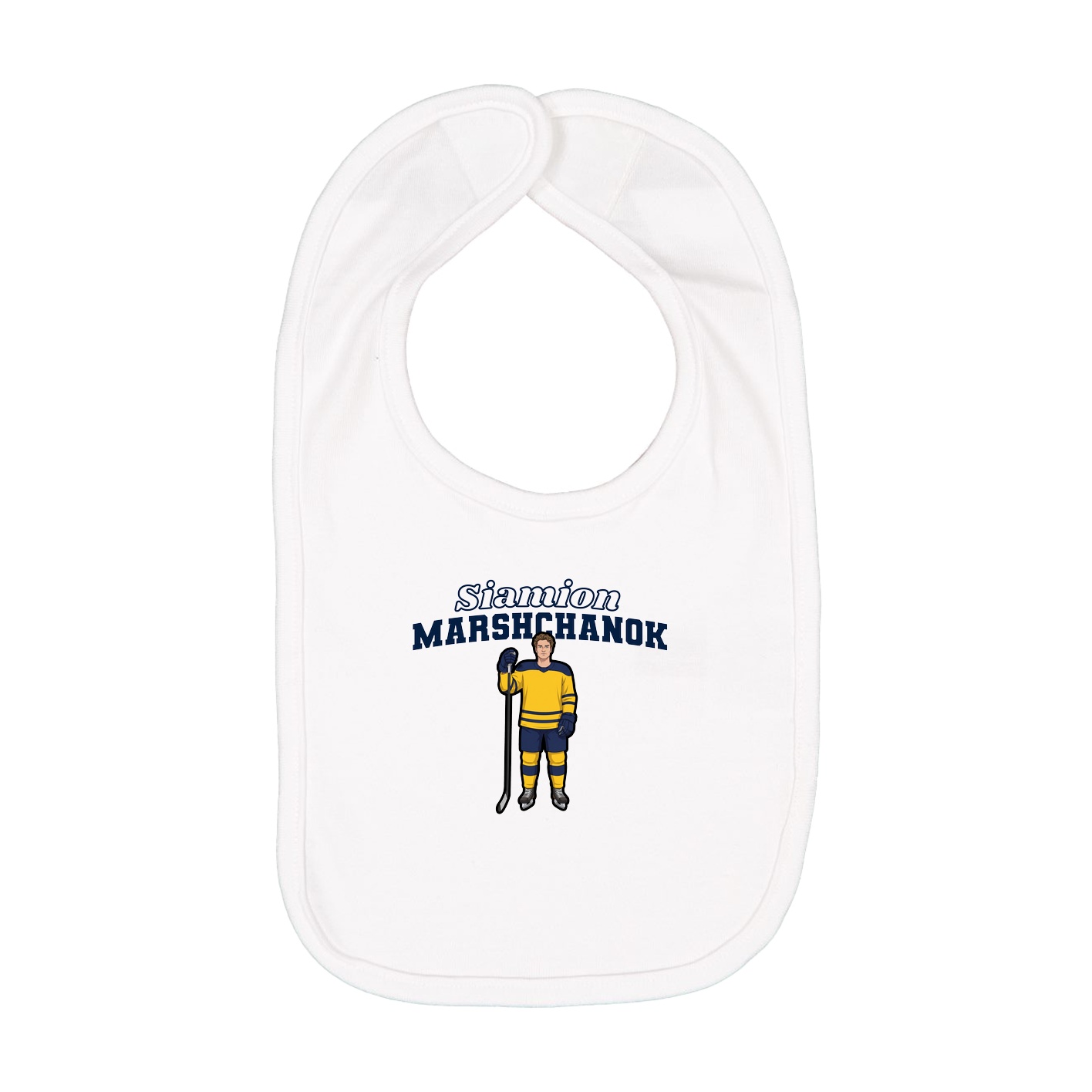 Infant Bib — Name Arch in White