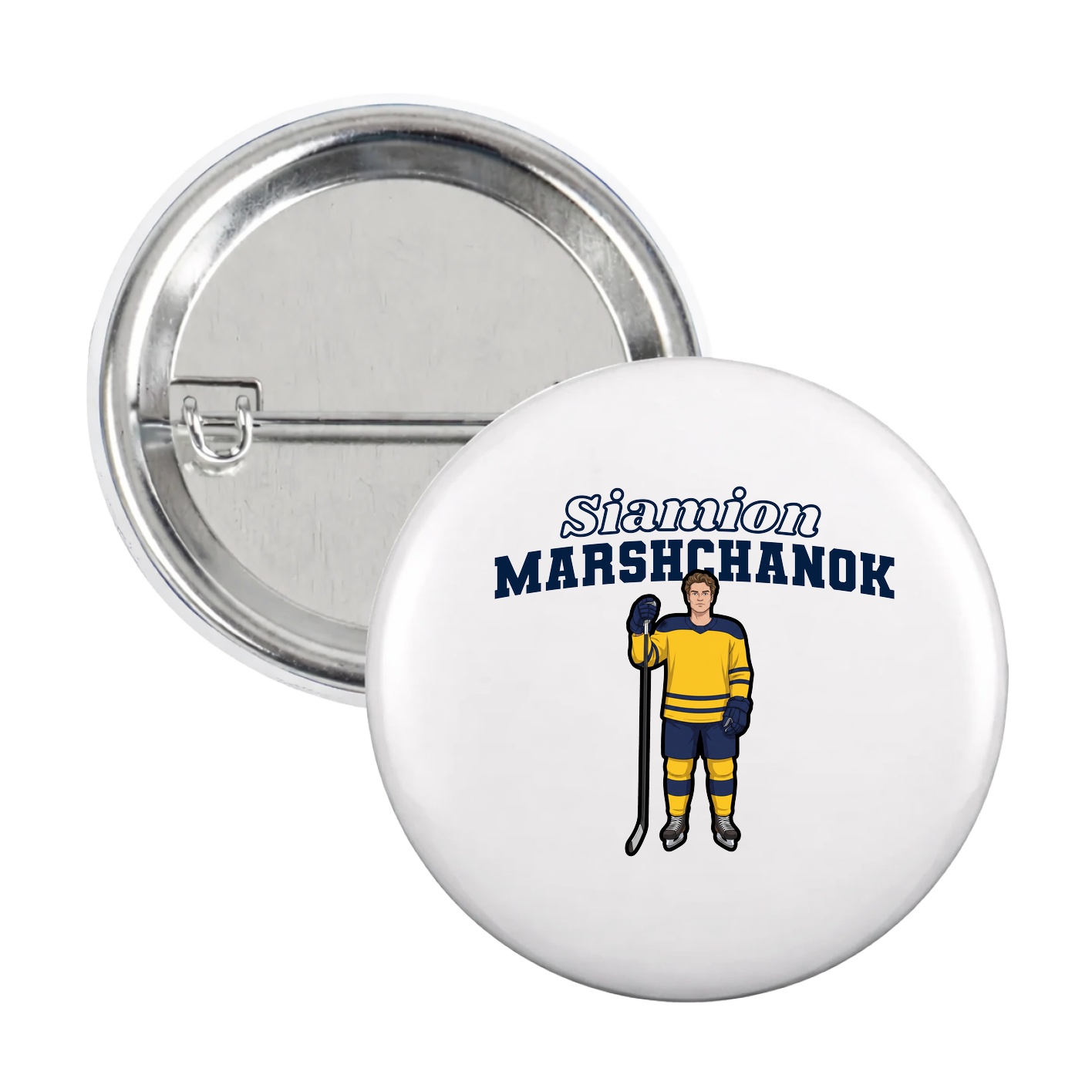 Game Day Button — Name Arch in White