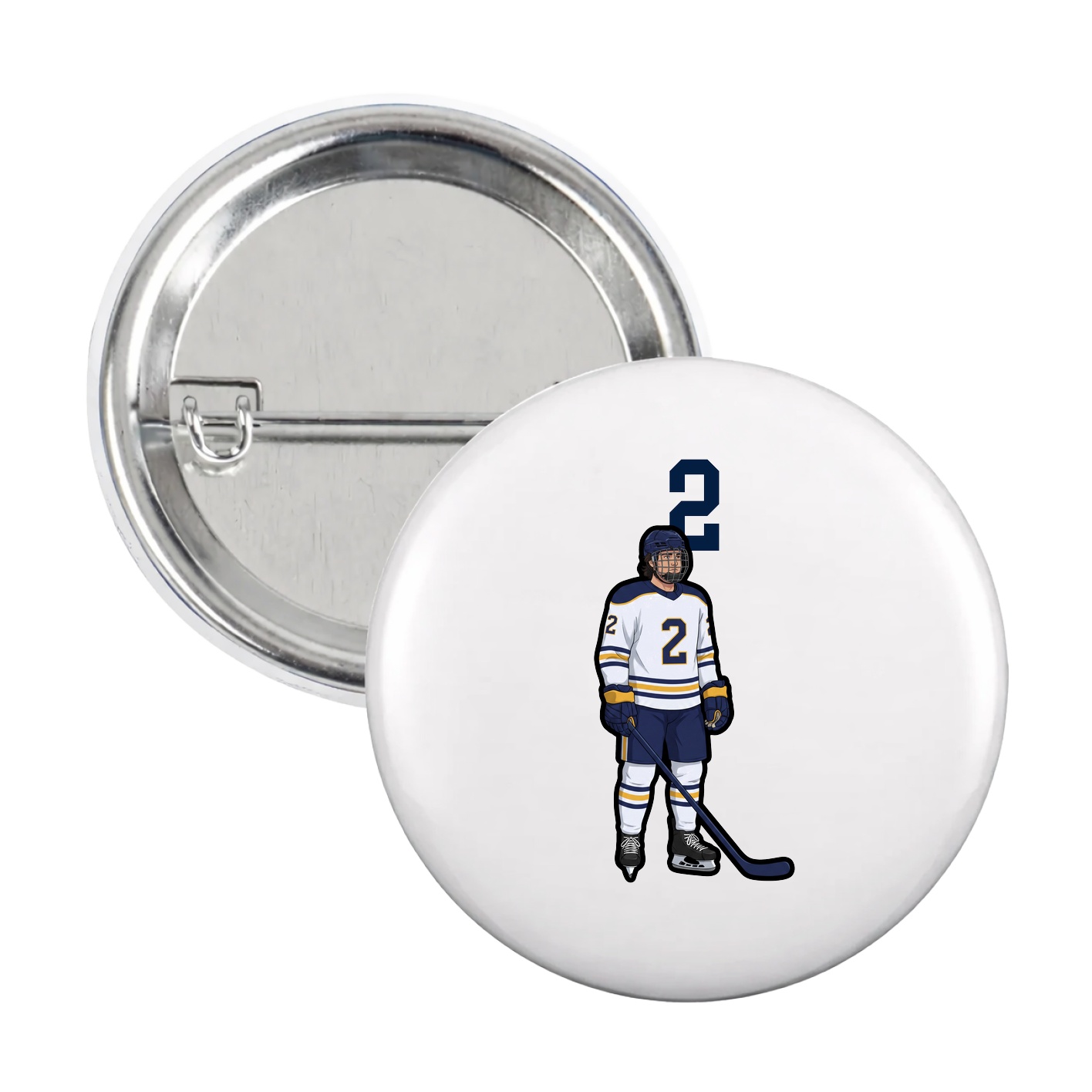Game Day Button — Number Top in White