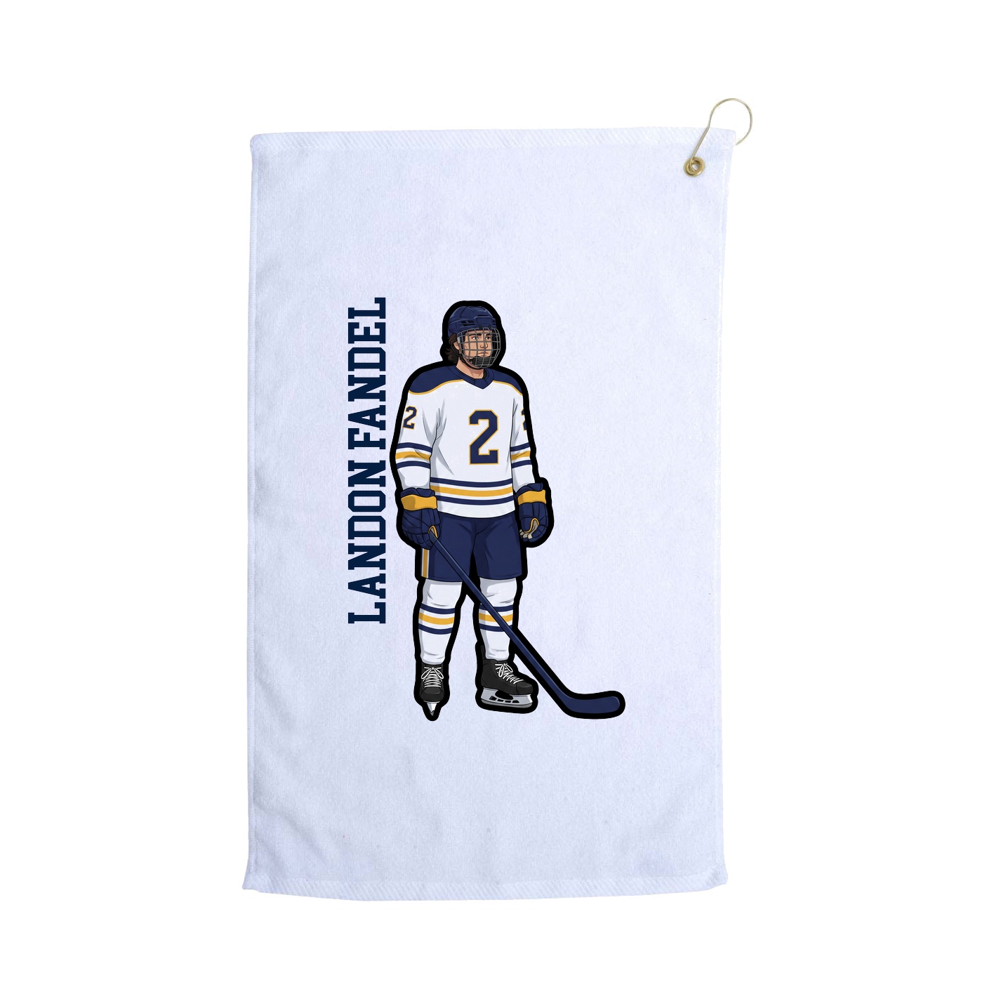 Golf Towel — Name Vertical in White