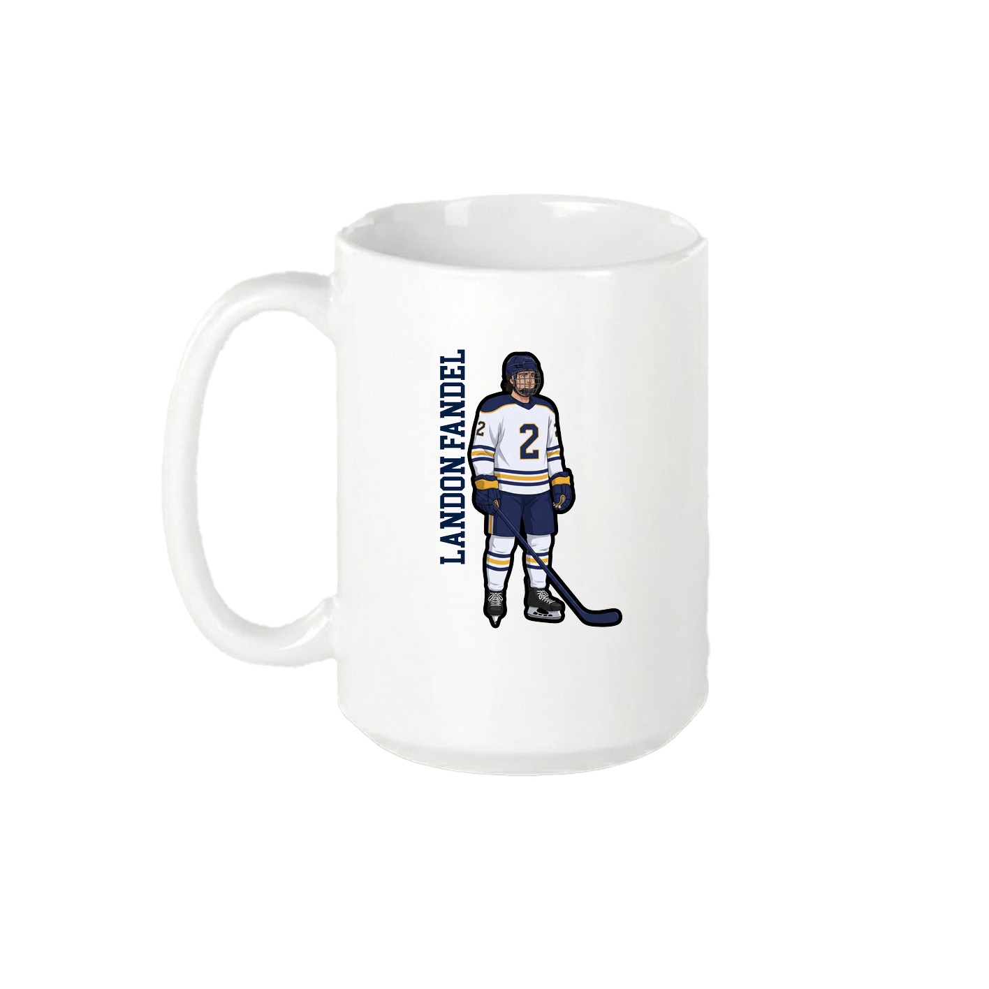 15oz Coffee Mug — Name Vertical in White