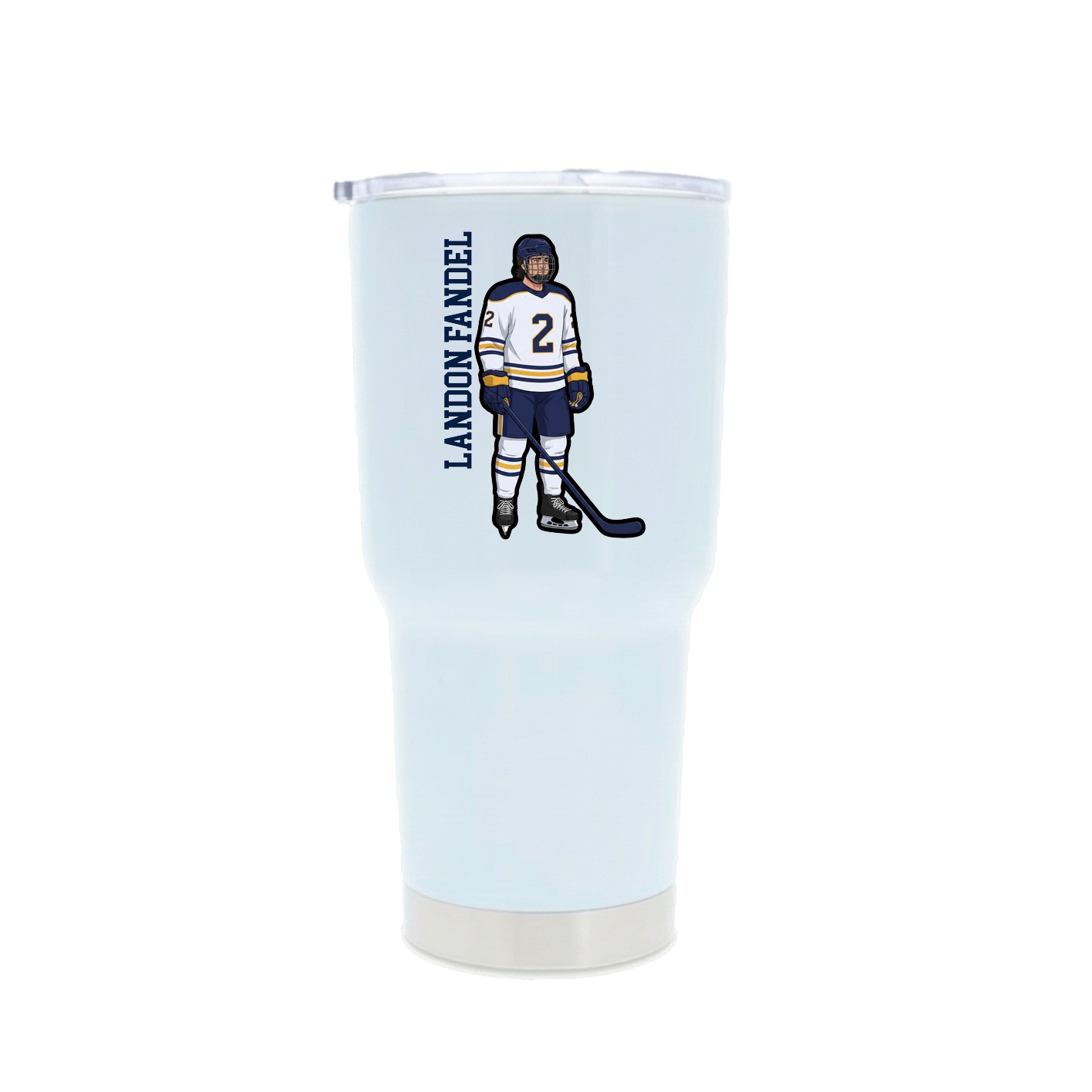 30oz Stainless Steel Tumbler — Name Vertical in White