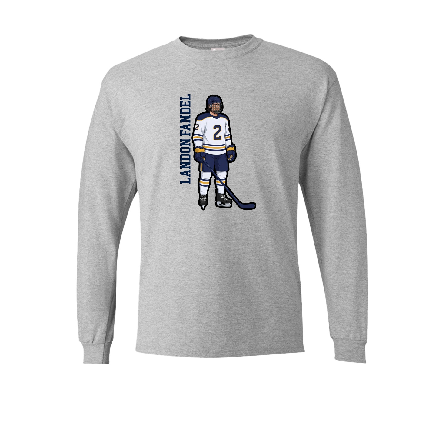 Long Sleeve Tee — Name Vertical in Grey