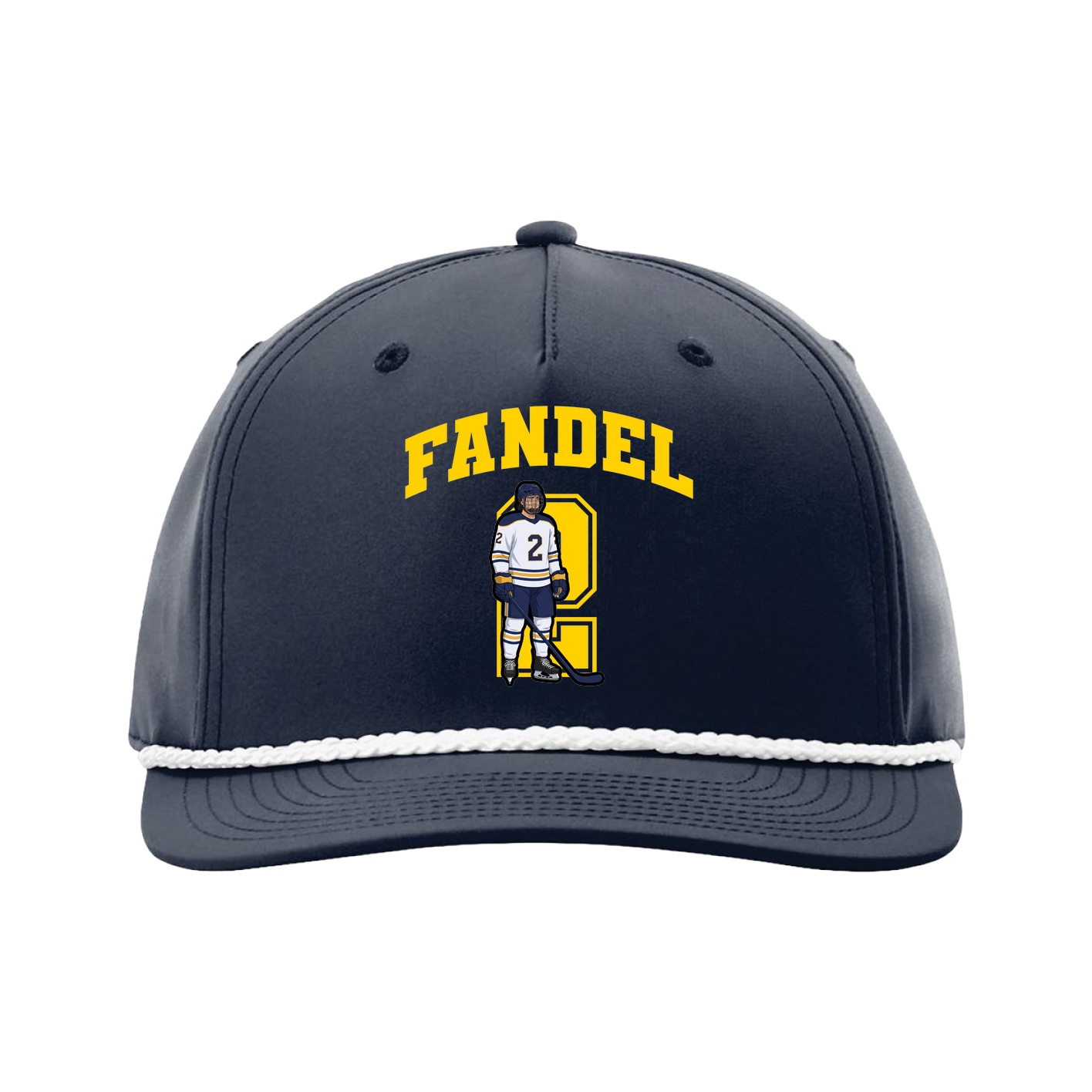 Five-Panel Classic Rope Cap — Number in Navy