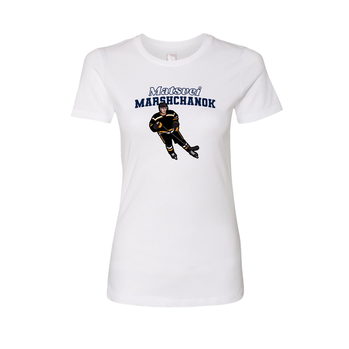 Fitted Women's Tee — Name Arch in White