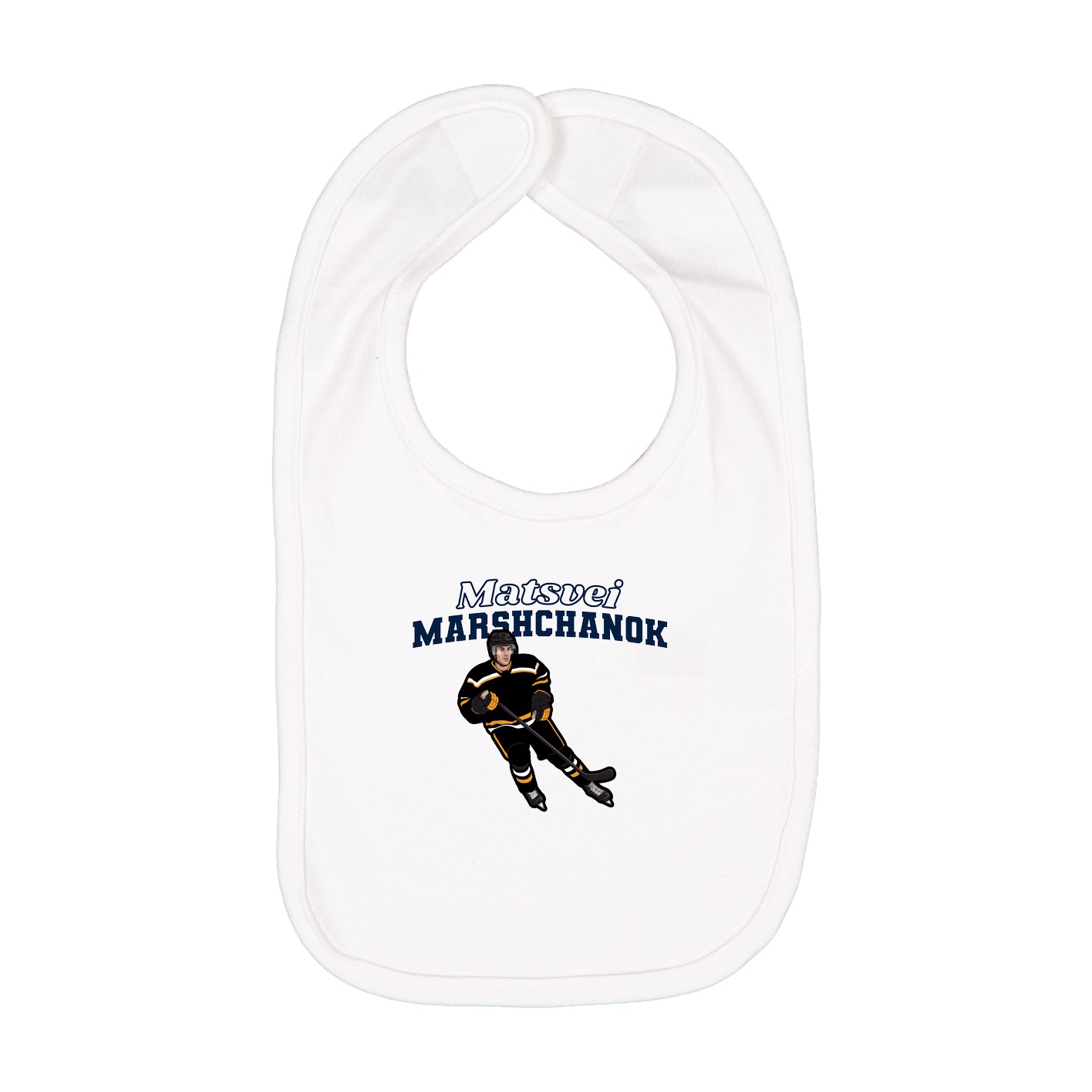 Infant Bib — Name Arch in White