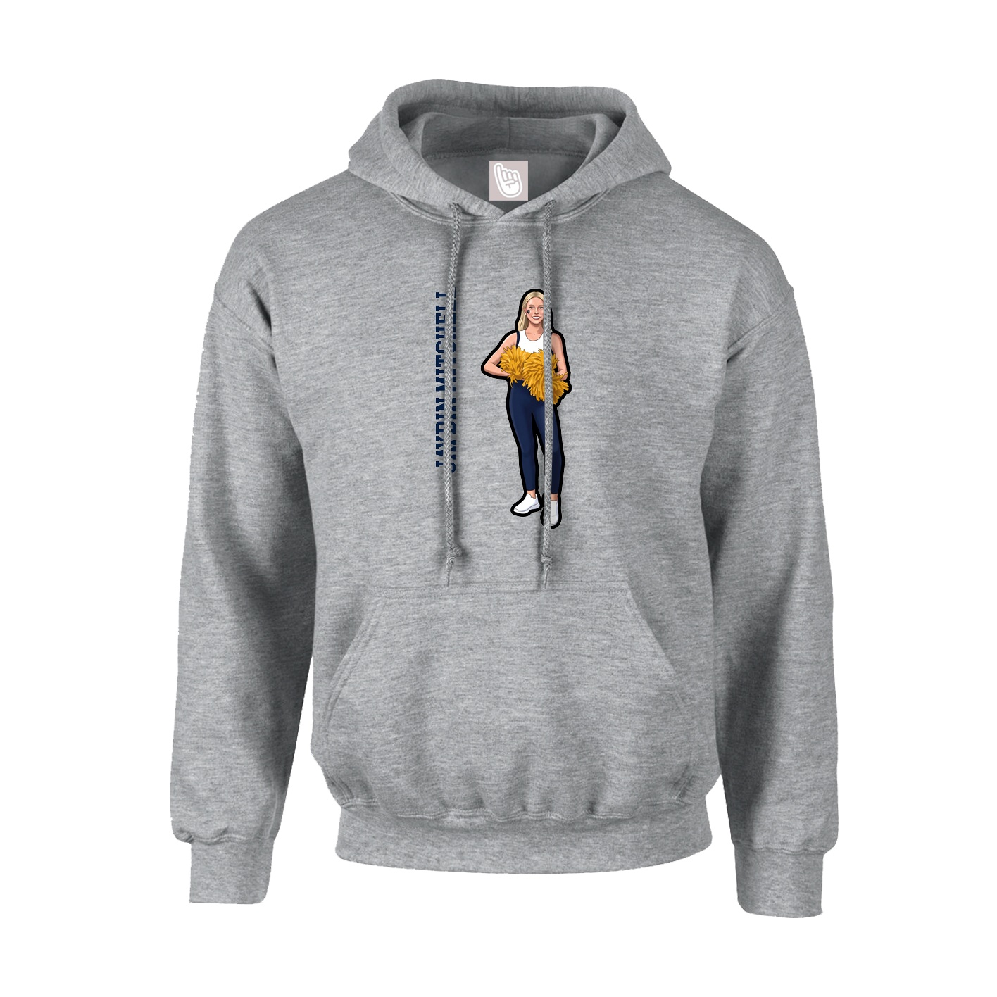 Hoodie — Name Vertical in Grey