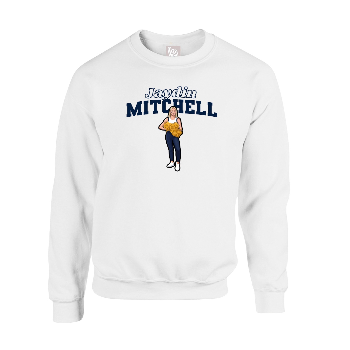 Fleece Crew — Name Arch in White