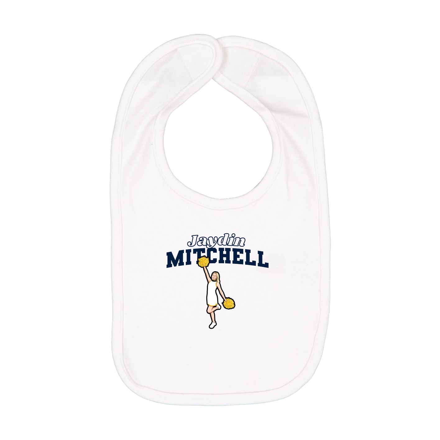 Infant Bib — Name Arch in White