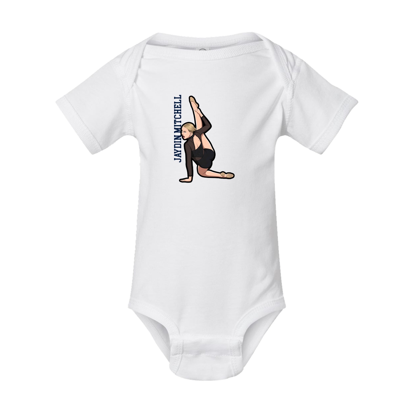Baby Onesie — Name Vertical in White