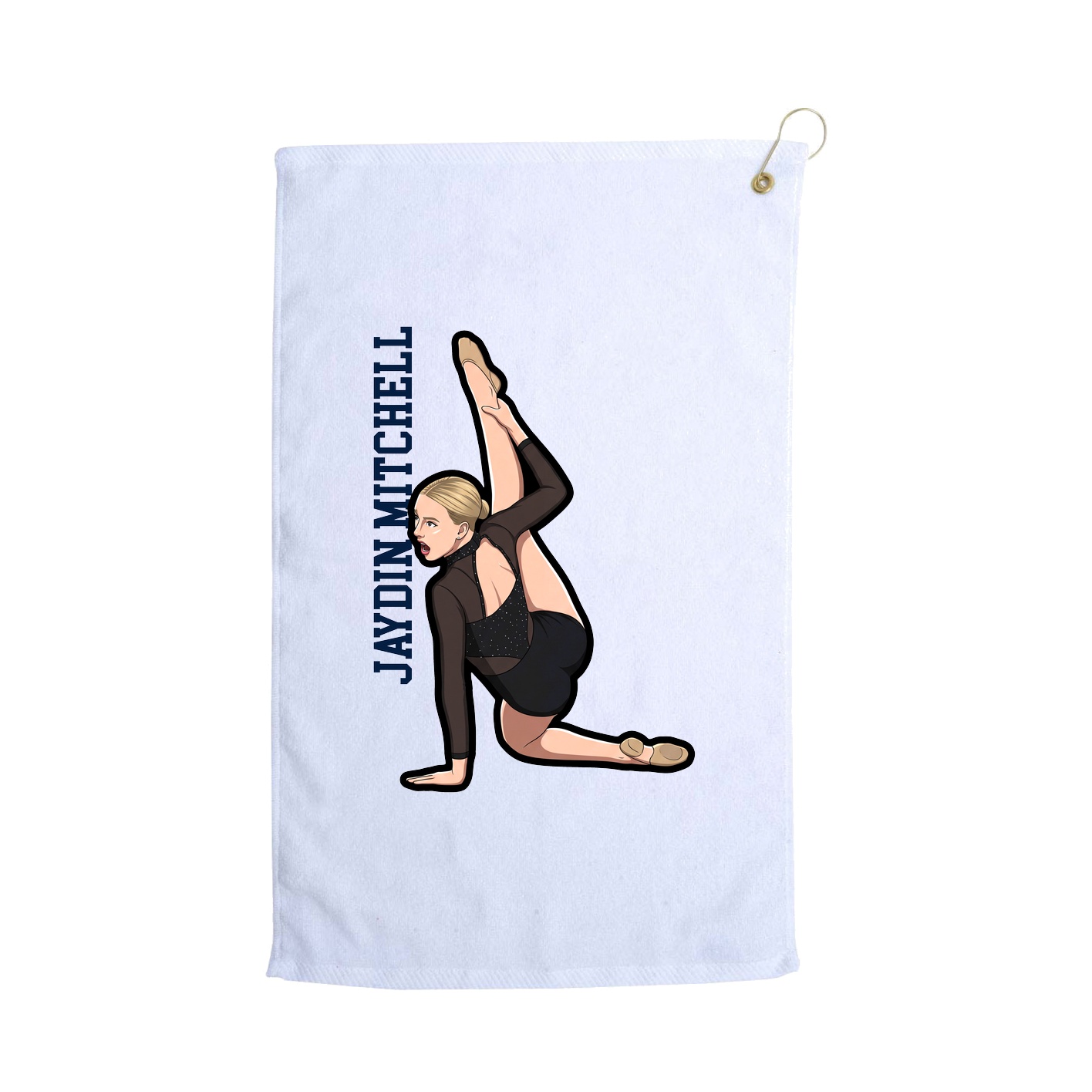 Golf Towel — Name Vertical in White