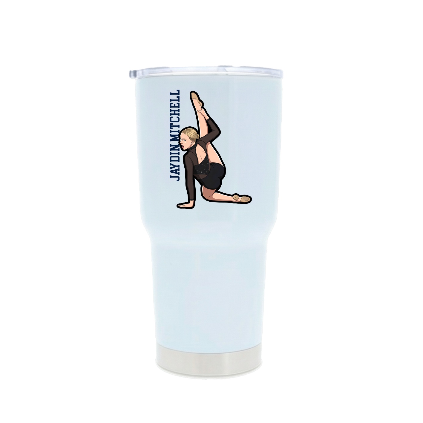 30oz Stainless Steel Tumbler — Name Vertical in White