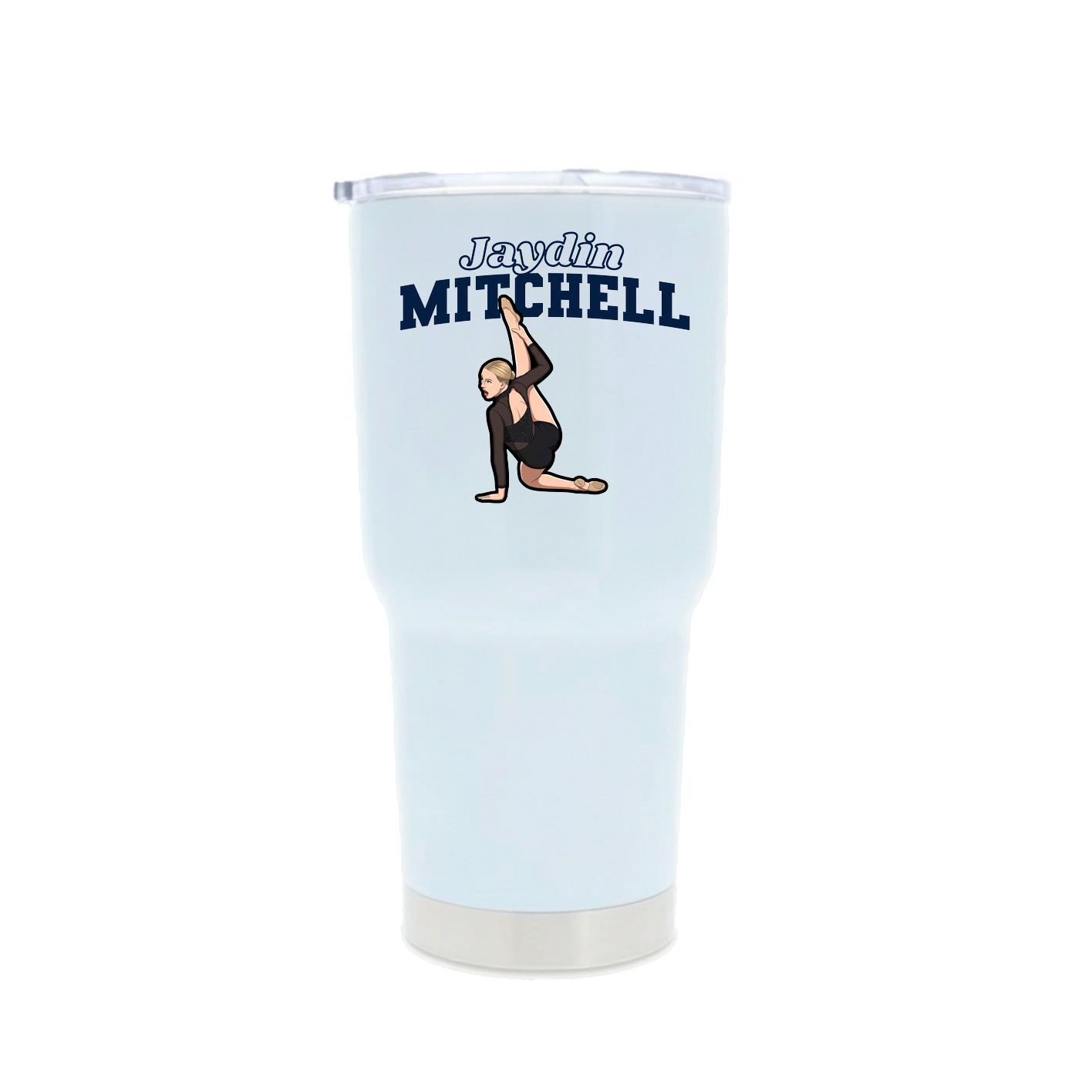 30oz Stainless Steel Tumbler — Name Arch in White