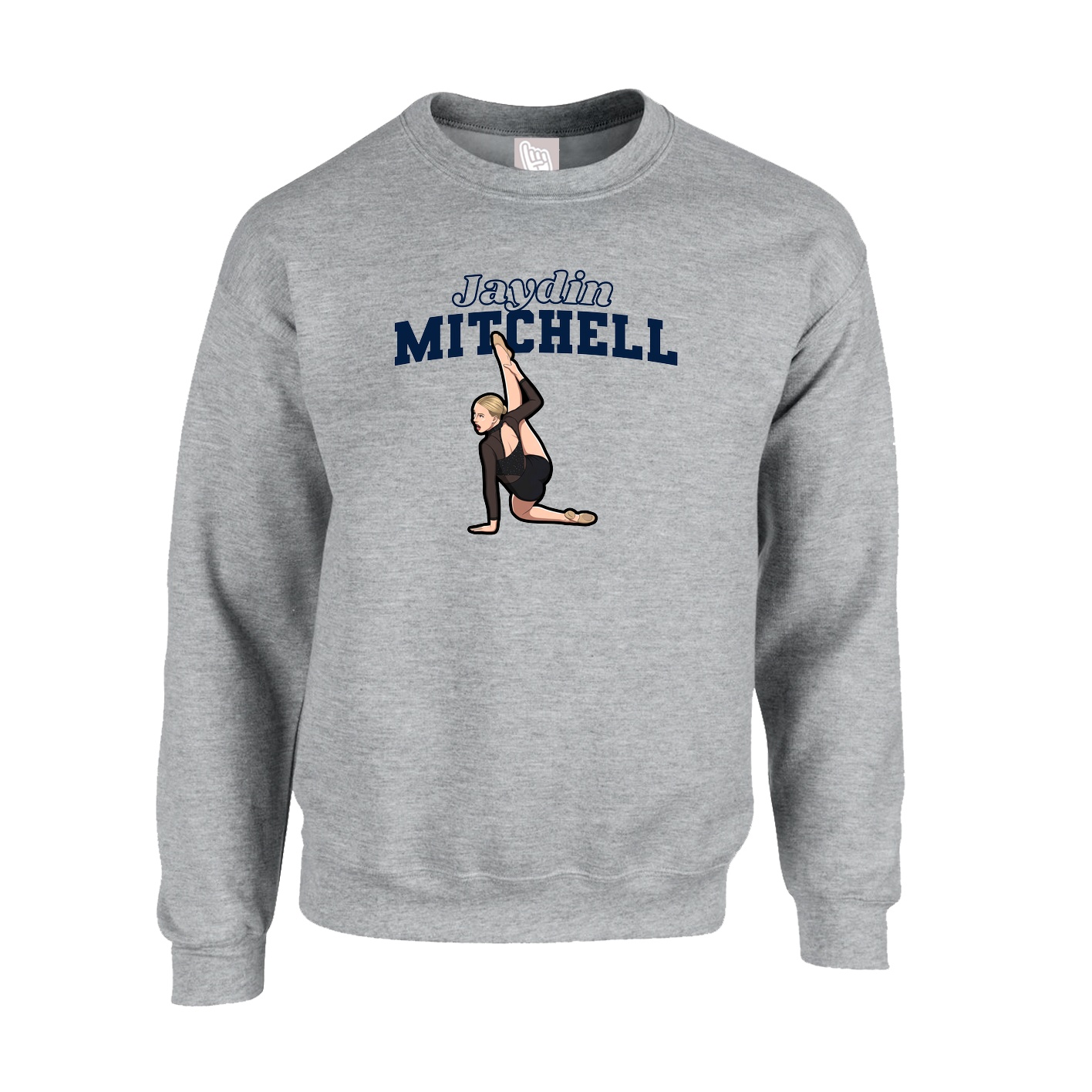 Fleece Crew — Name Arch in Grey