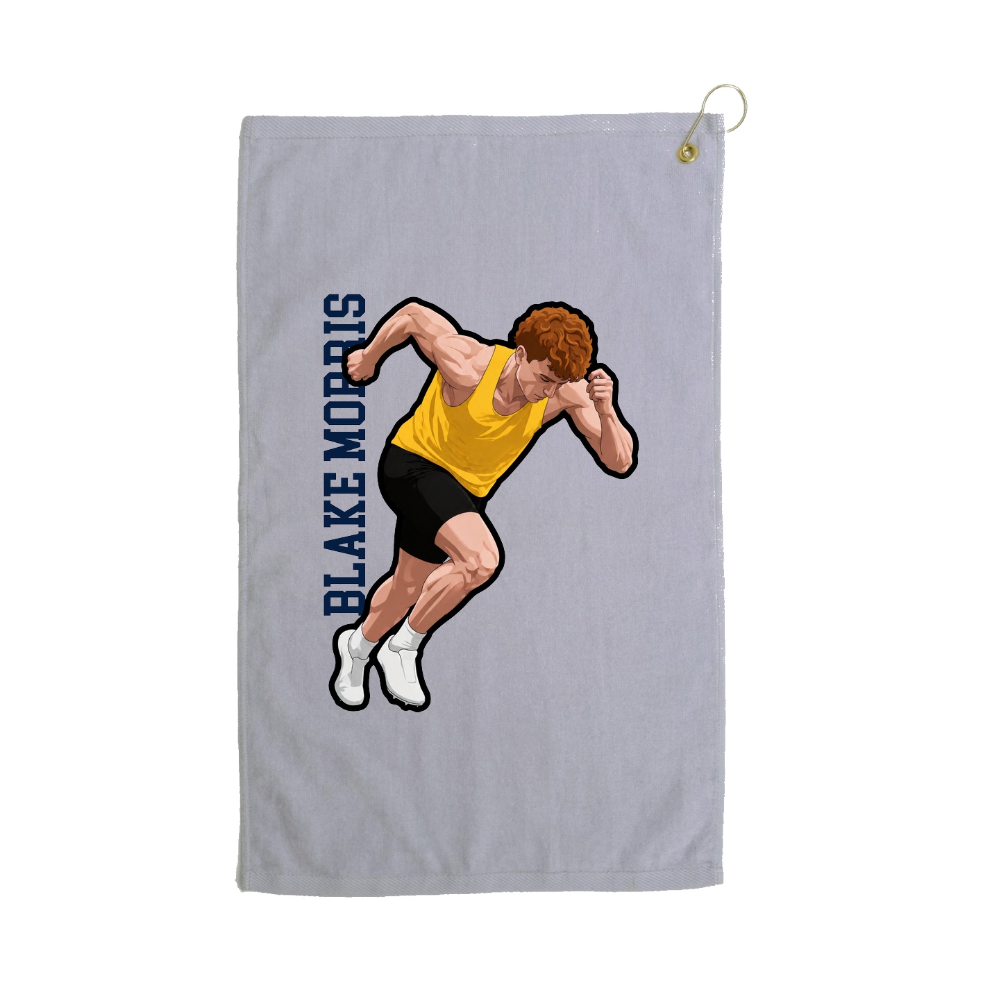 Golf Towel — Name Vertical in Grey