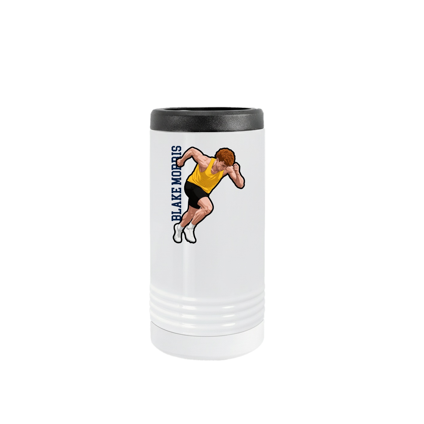 Slim Beverage Holder — Name Vertical in White
