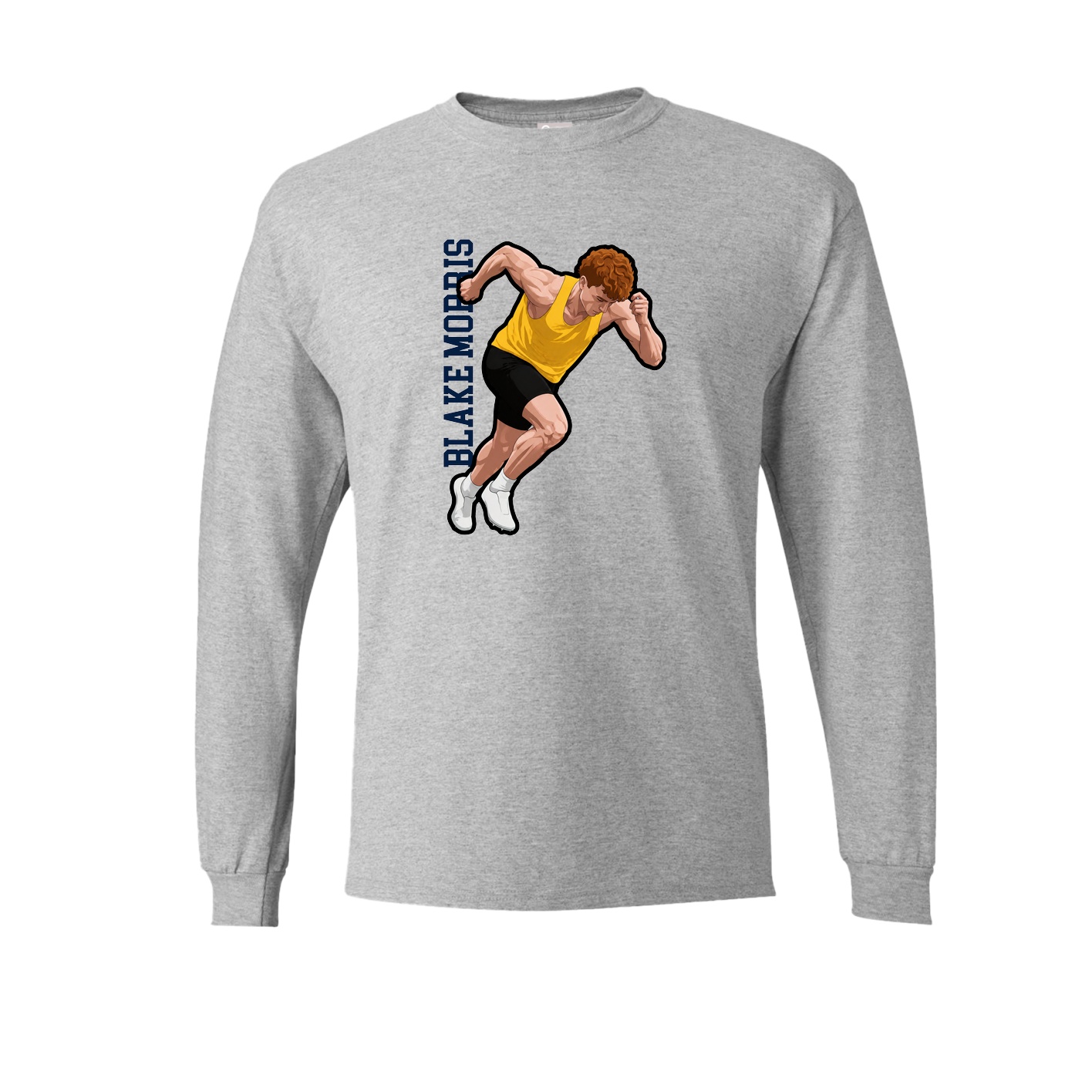 Long Sleeve Tee — Name Vertical in Grey