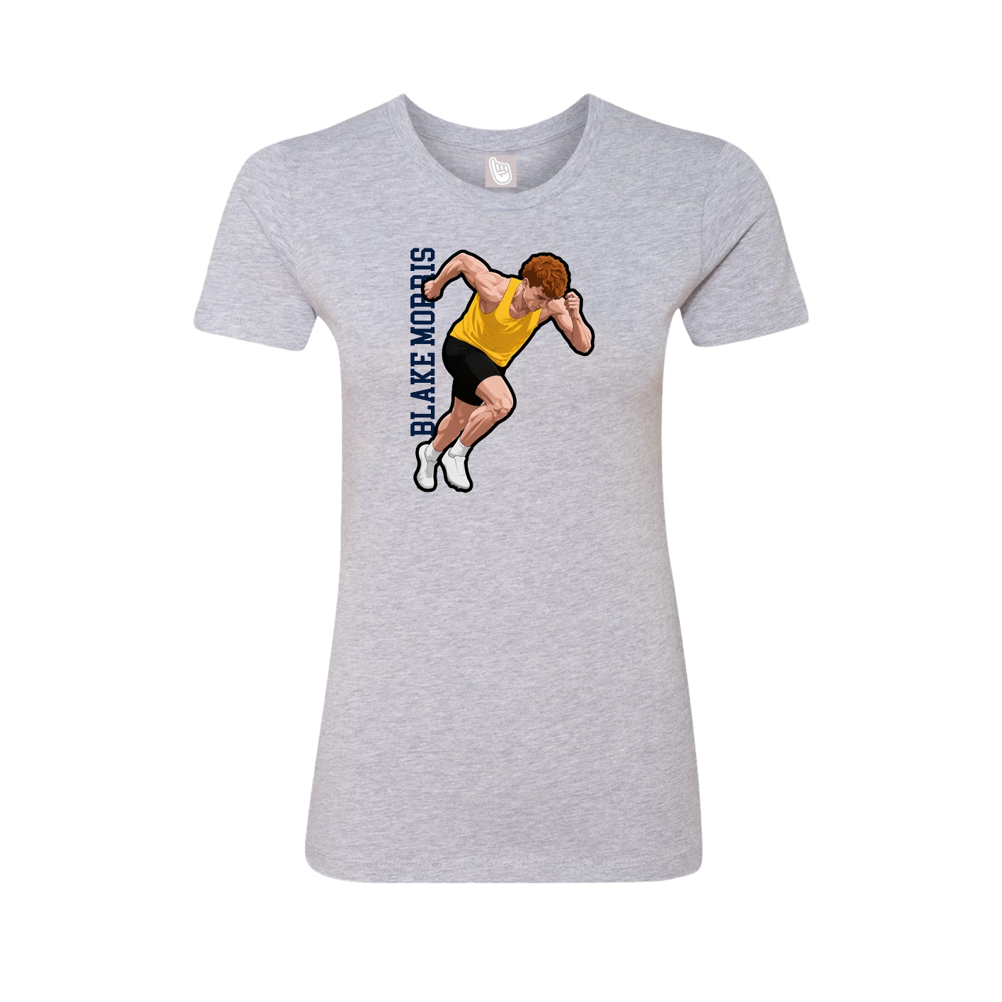 Fitted Women's Tee — Name Vertical in Grey