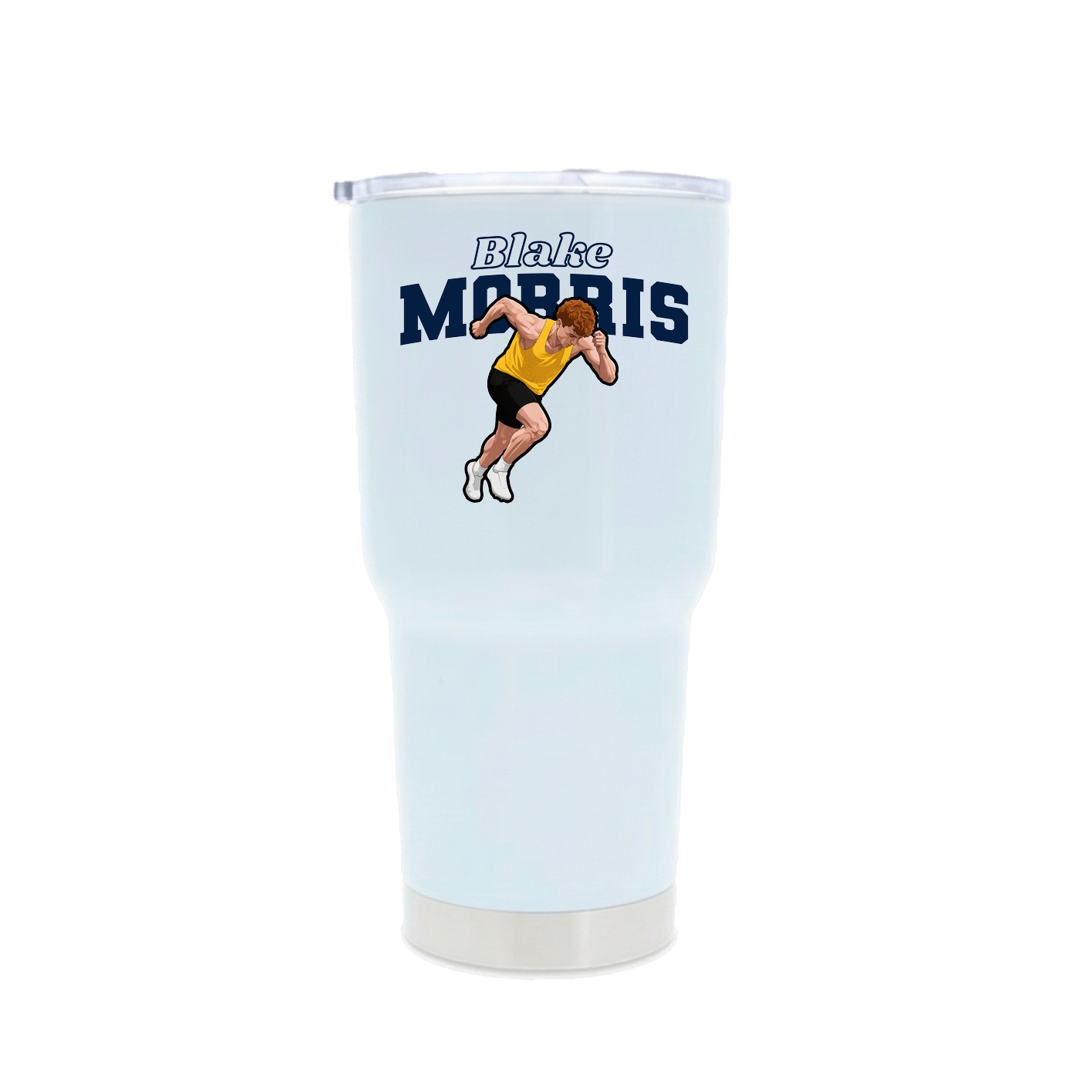 30oz Stainless Steel Tumbler — Name Arch in White