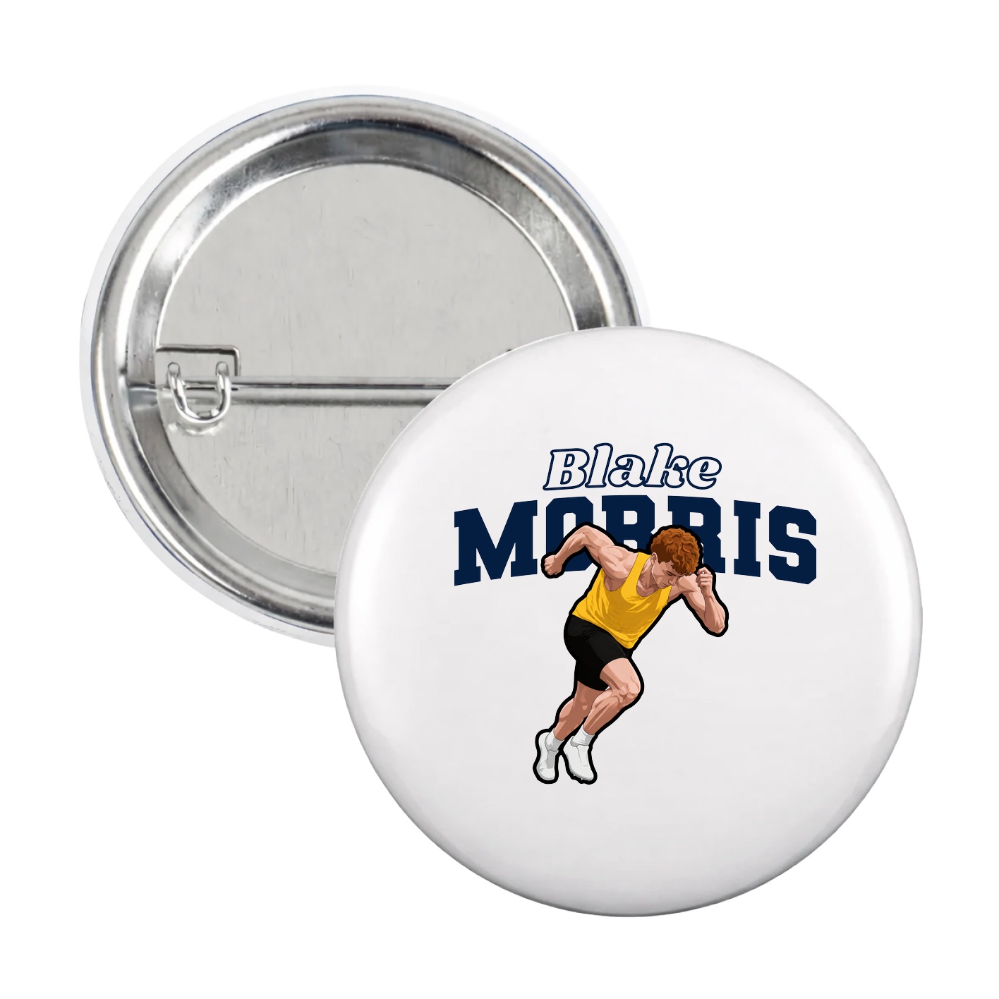 Game Day Button — Name Arch in White
