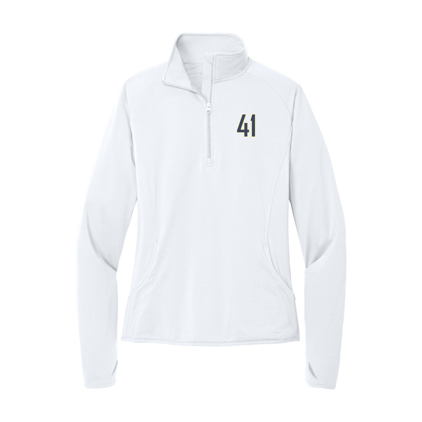 Women's Q-Zip Pullover — Front Shirsy in White