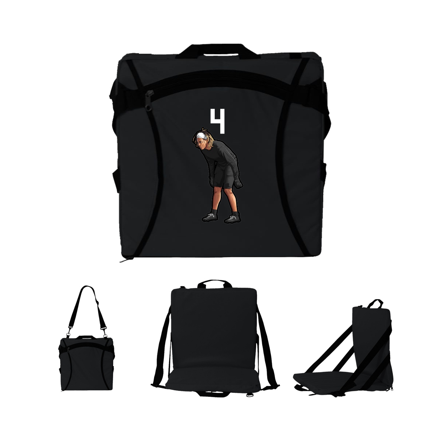 Folding Stadium Seat — Number Top in Black