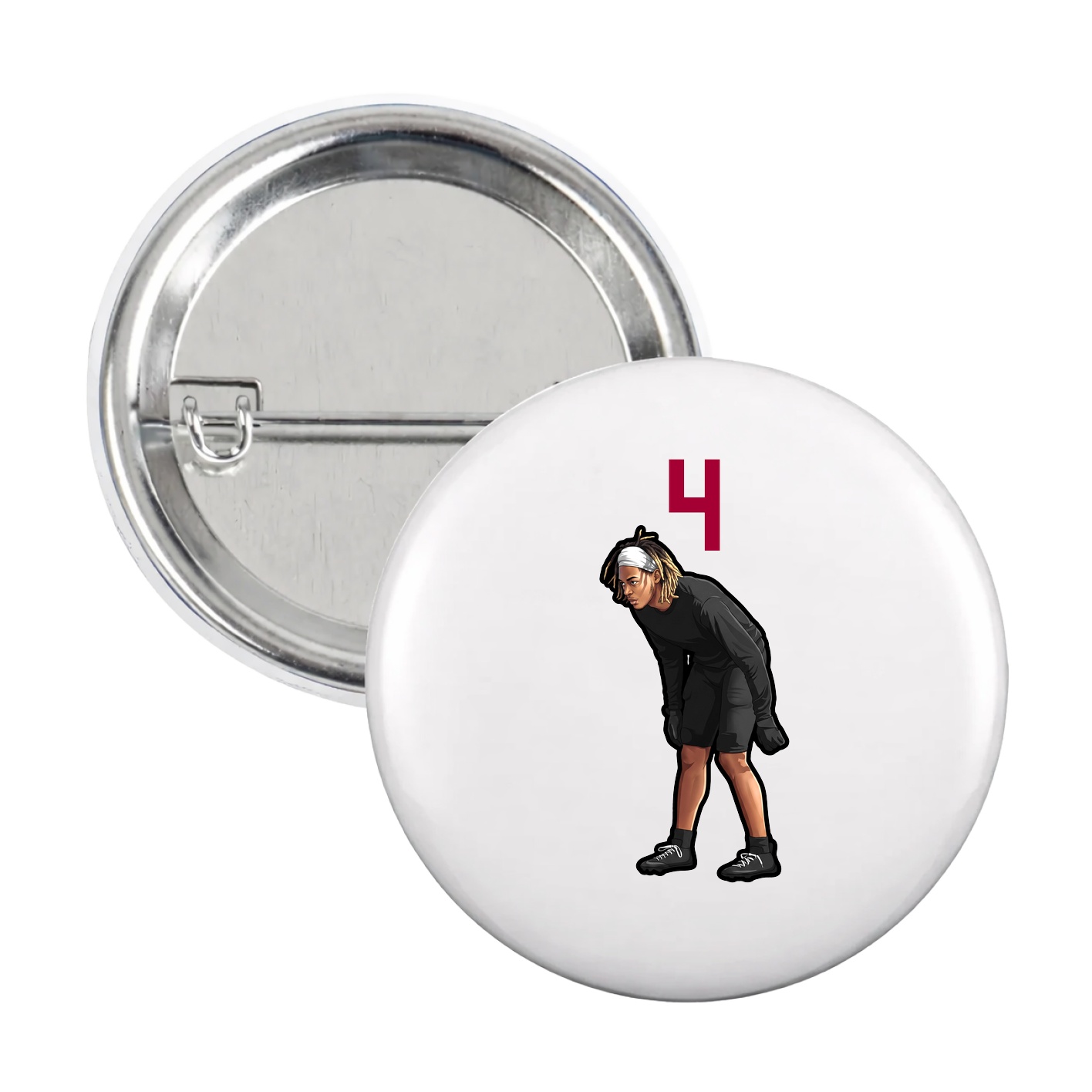Game Day Button — Number Top in White