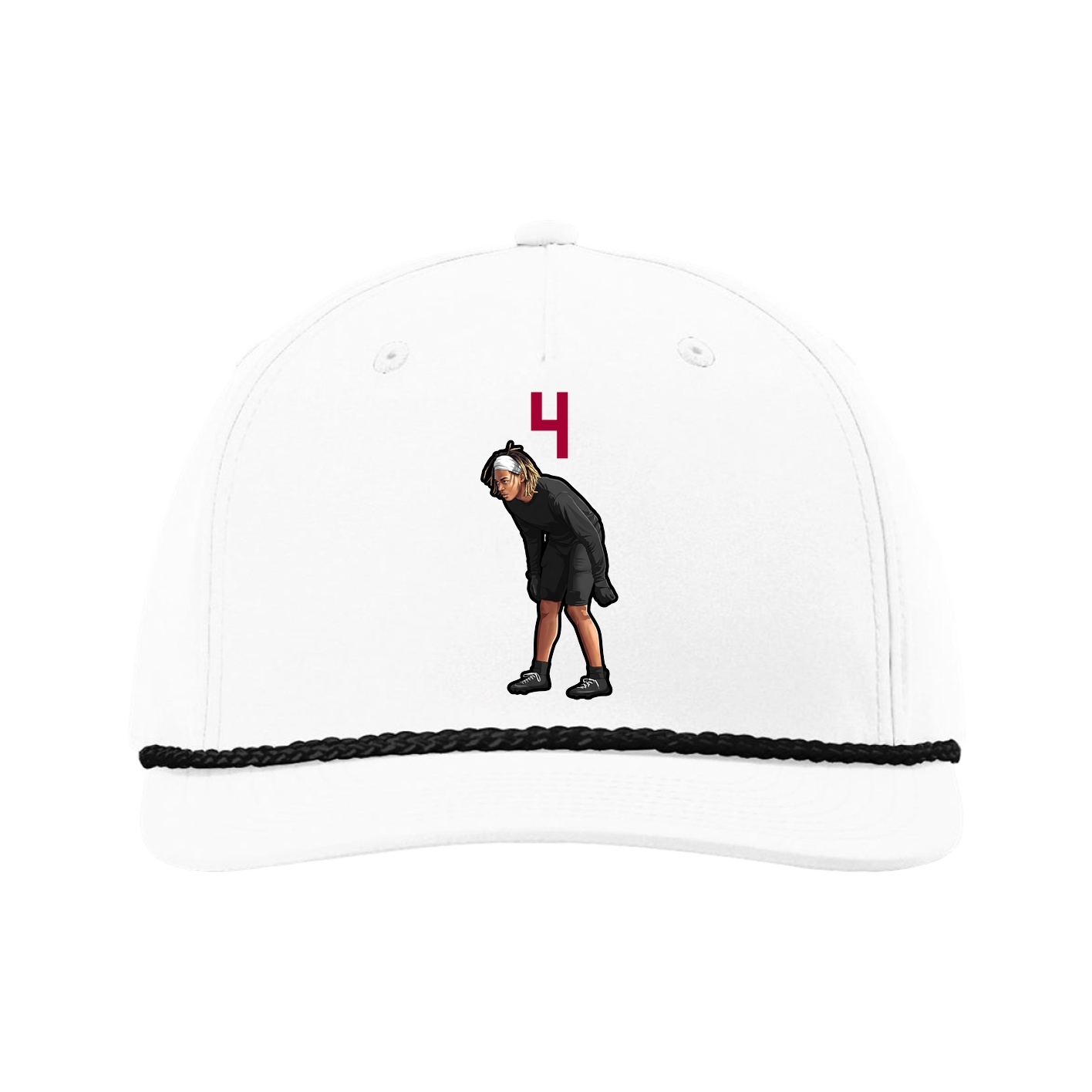 Five-Panel Classic Rope Cap — Number Top in White