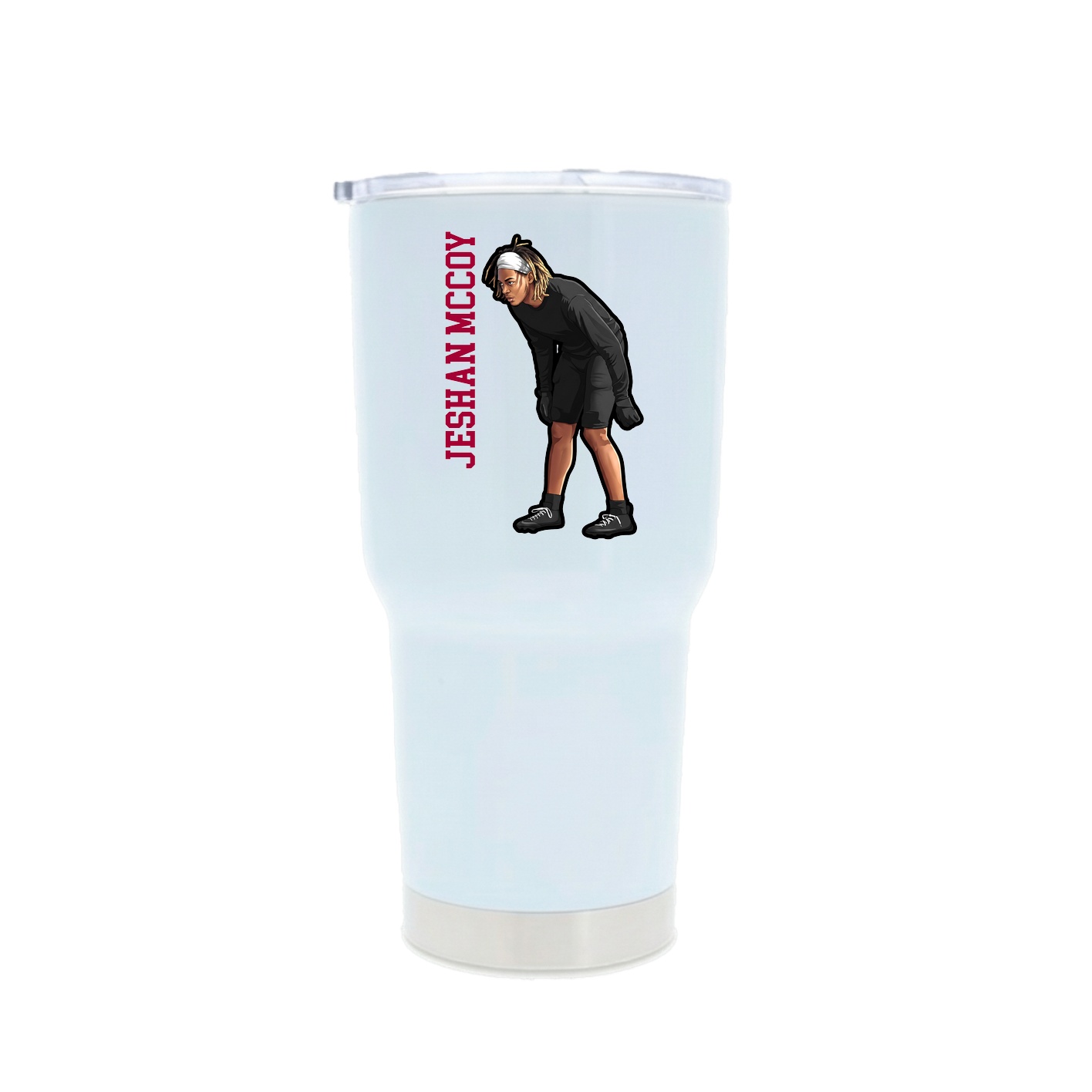 30oz Stainless Steel Tumbler — Name Vertical in White