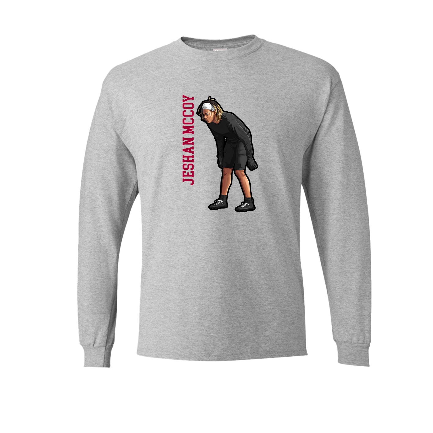 Long Sleeve Tee — Name Vertical in Grey