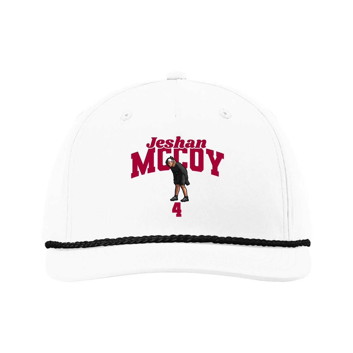 Five-Panel Classic Rope Cap — Signature Arch in White