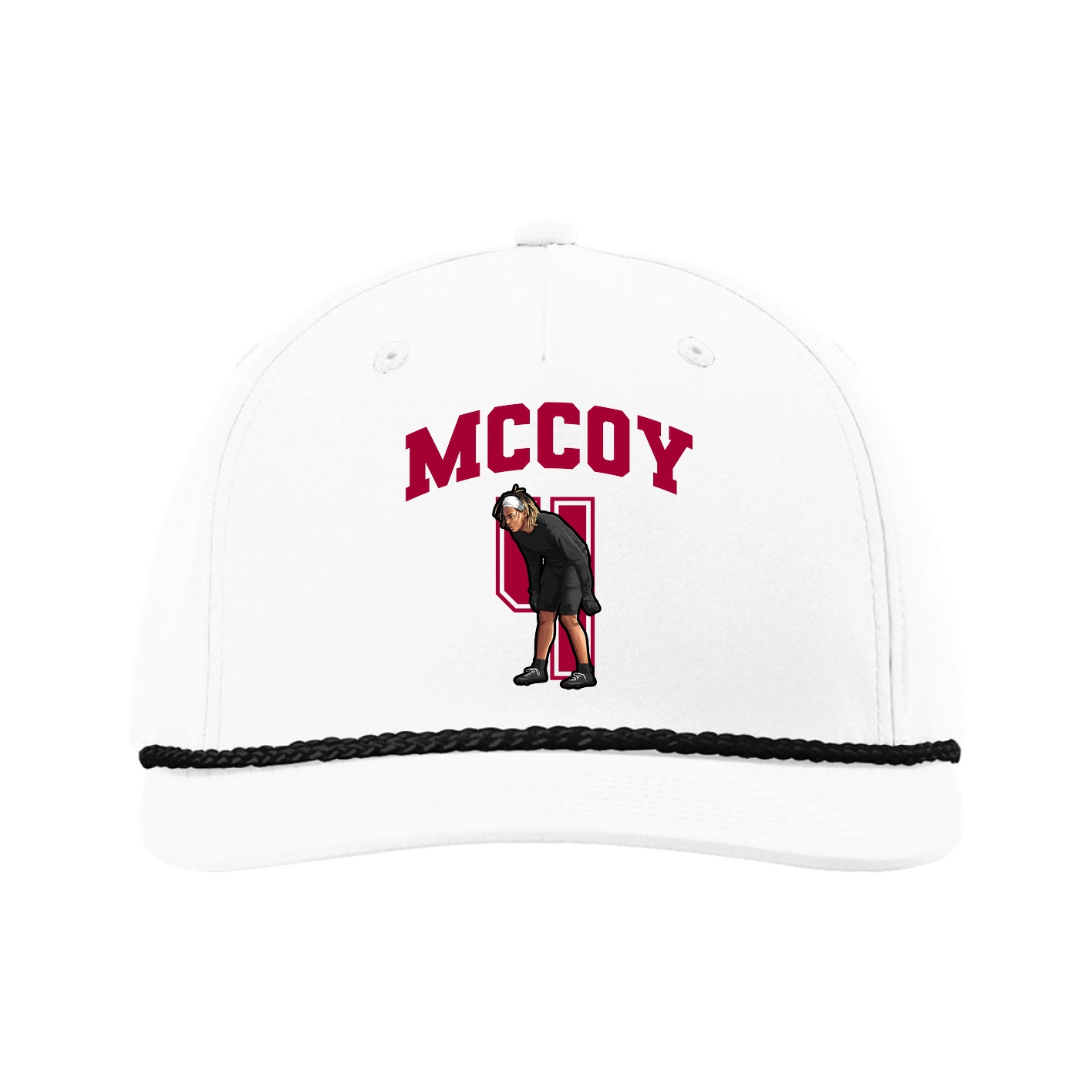 Five-Panel Classic Rope Cap — Number in White