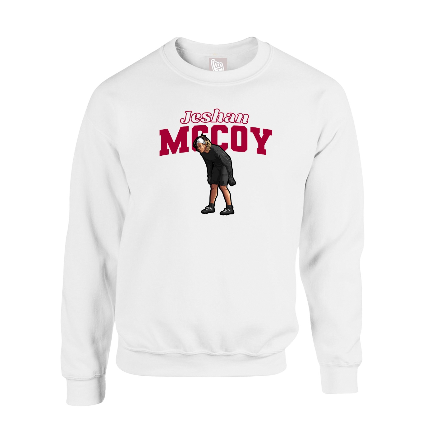 Fleece Crew — Name Arch in White