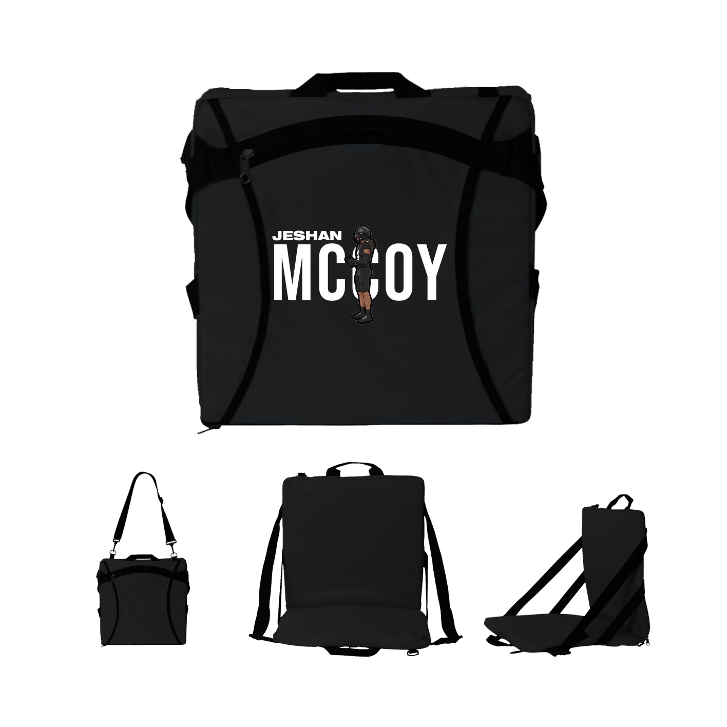 Folding Stadium Seat — Player Name in Black