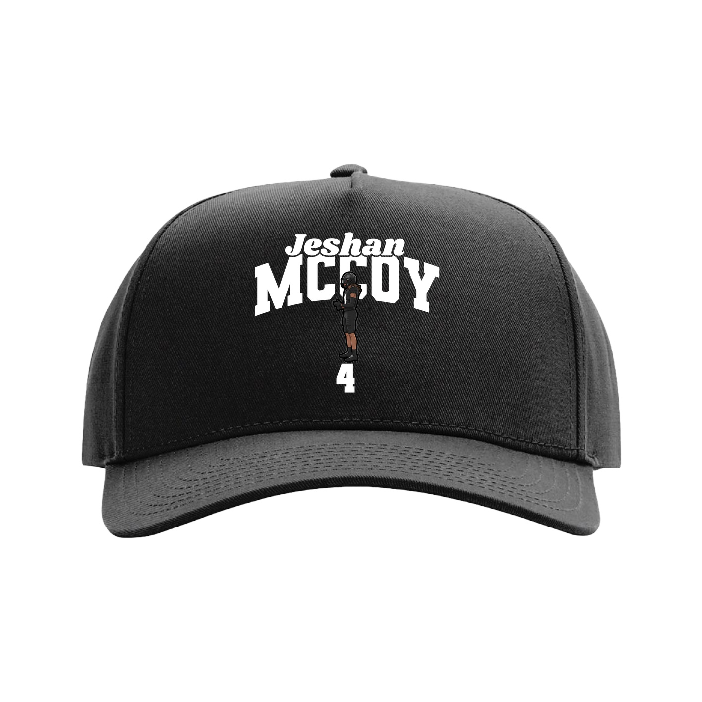 Full Fabric Five-Panel Champ Cap — Signature Arch in Black