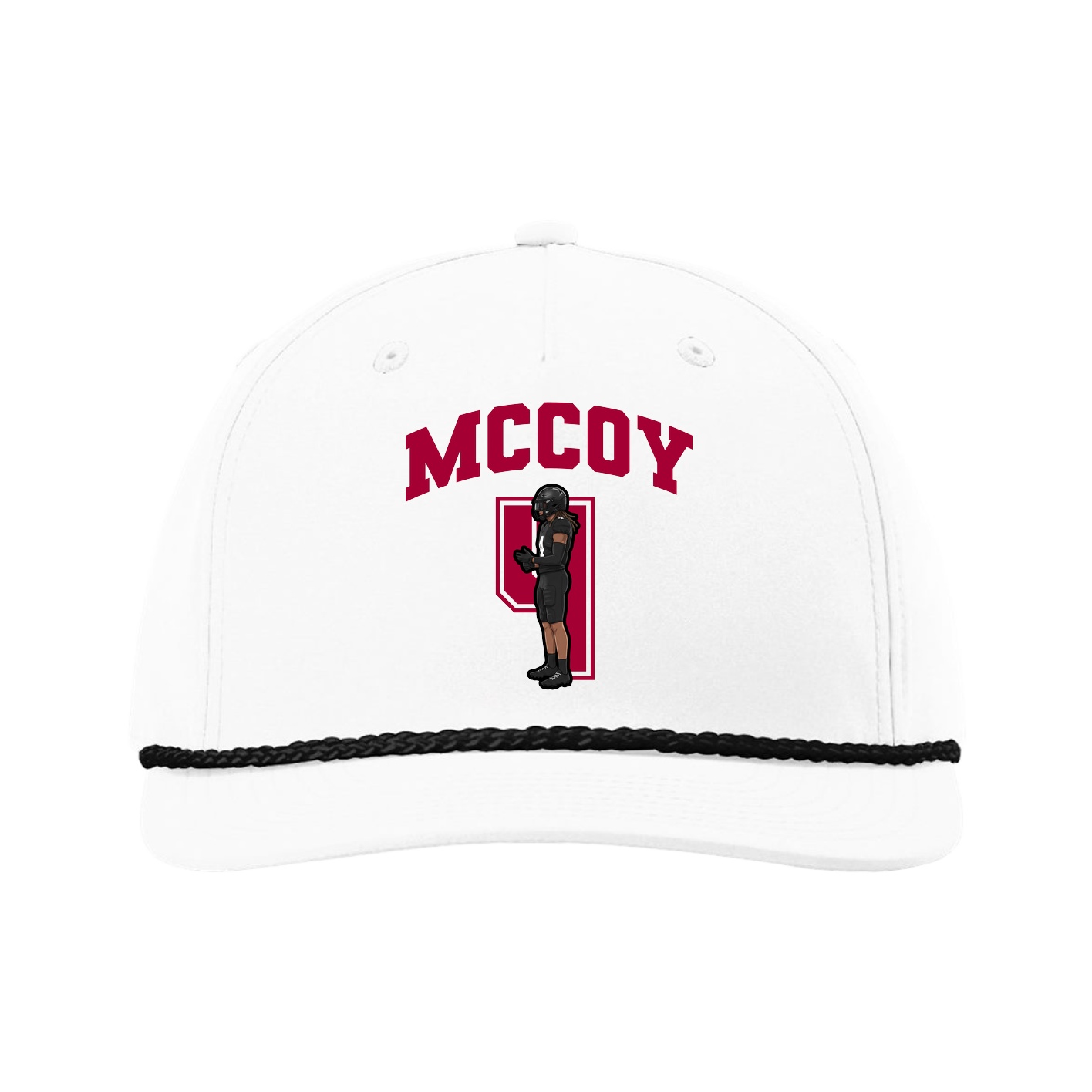 Five-Panel Classic Rope Cap — Number in White