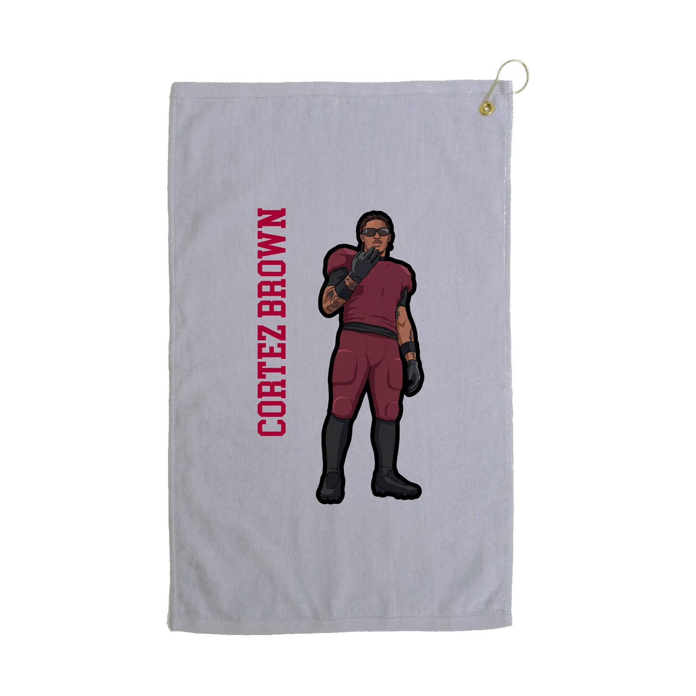 Golf Towel — Name Vertical in Grey