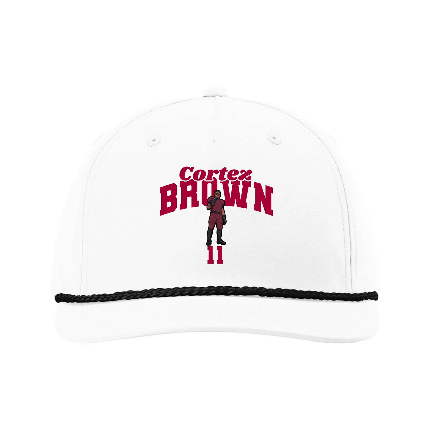 Five-Panel Classic Rope Cap — Signature Arch in White