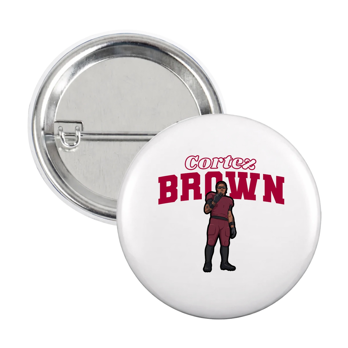 Game Day Button — Name Arch in White