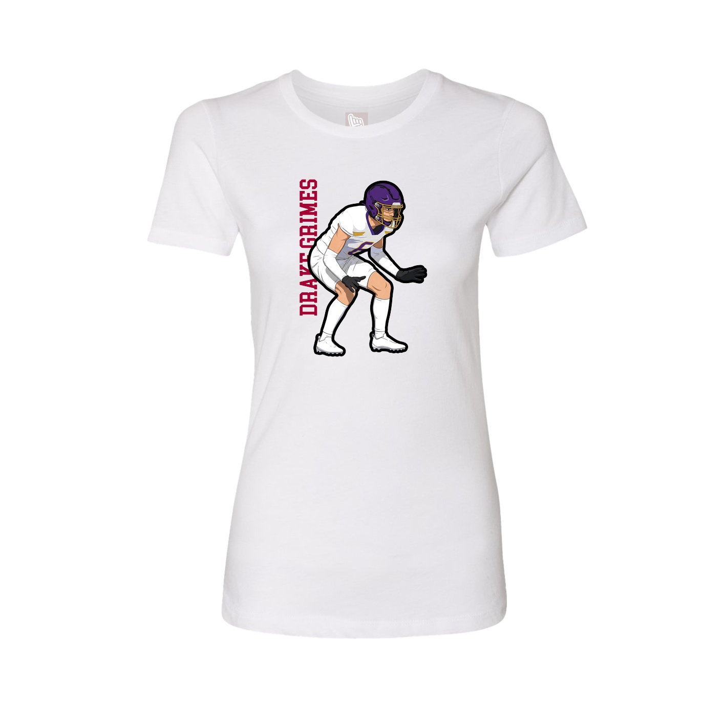 Womens Tee — Name Vertical in White