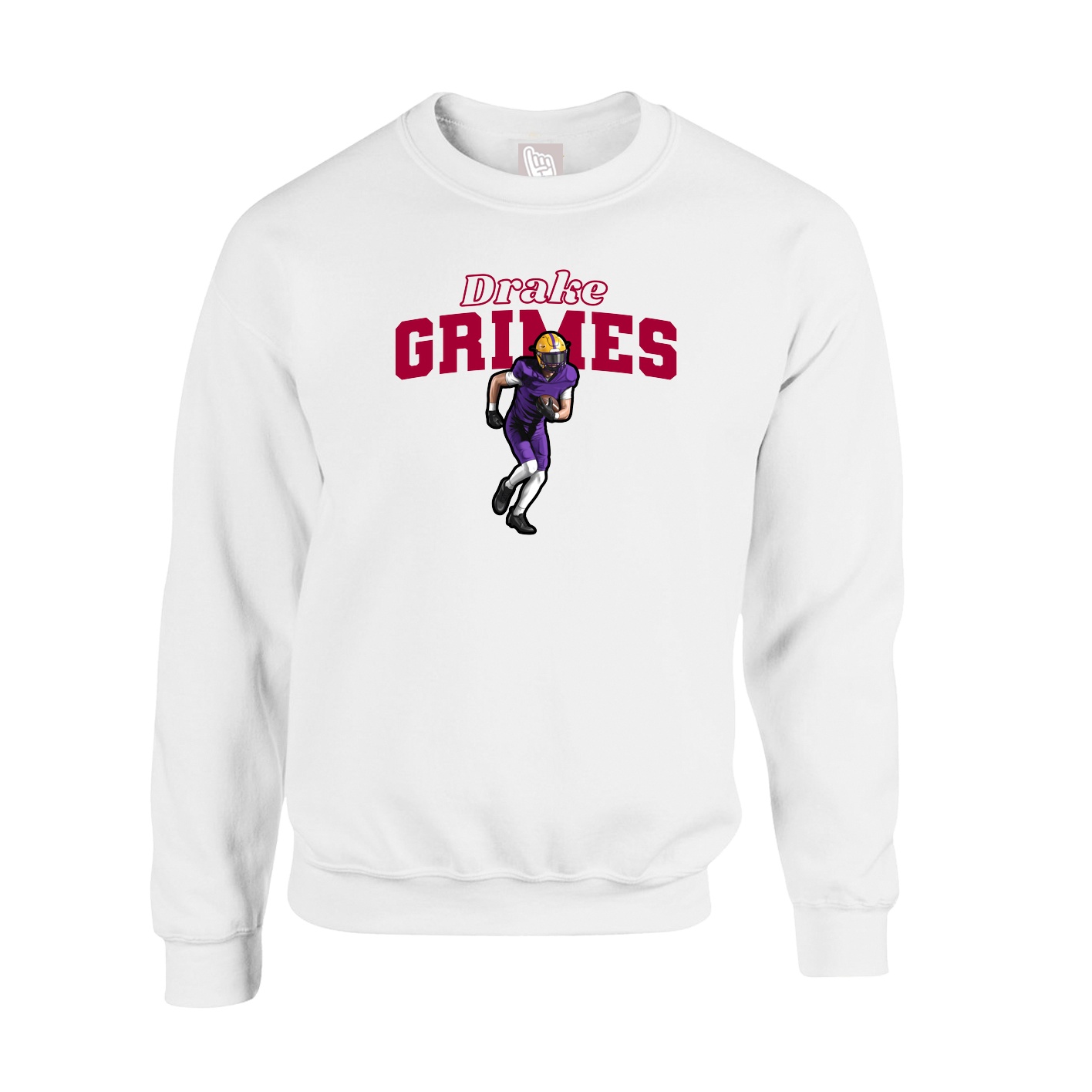 Fleece Crew — Name Arch in White