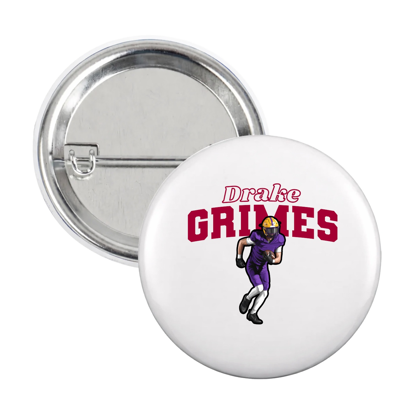 Game Day Button — Name Arch in White