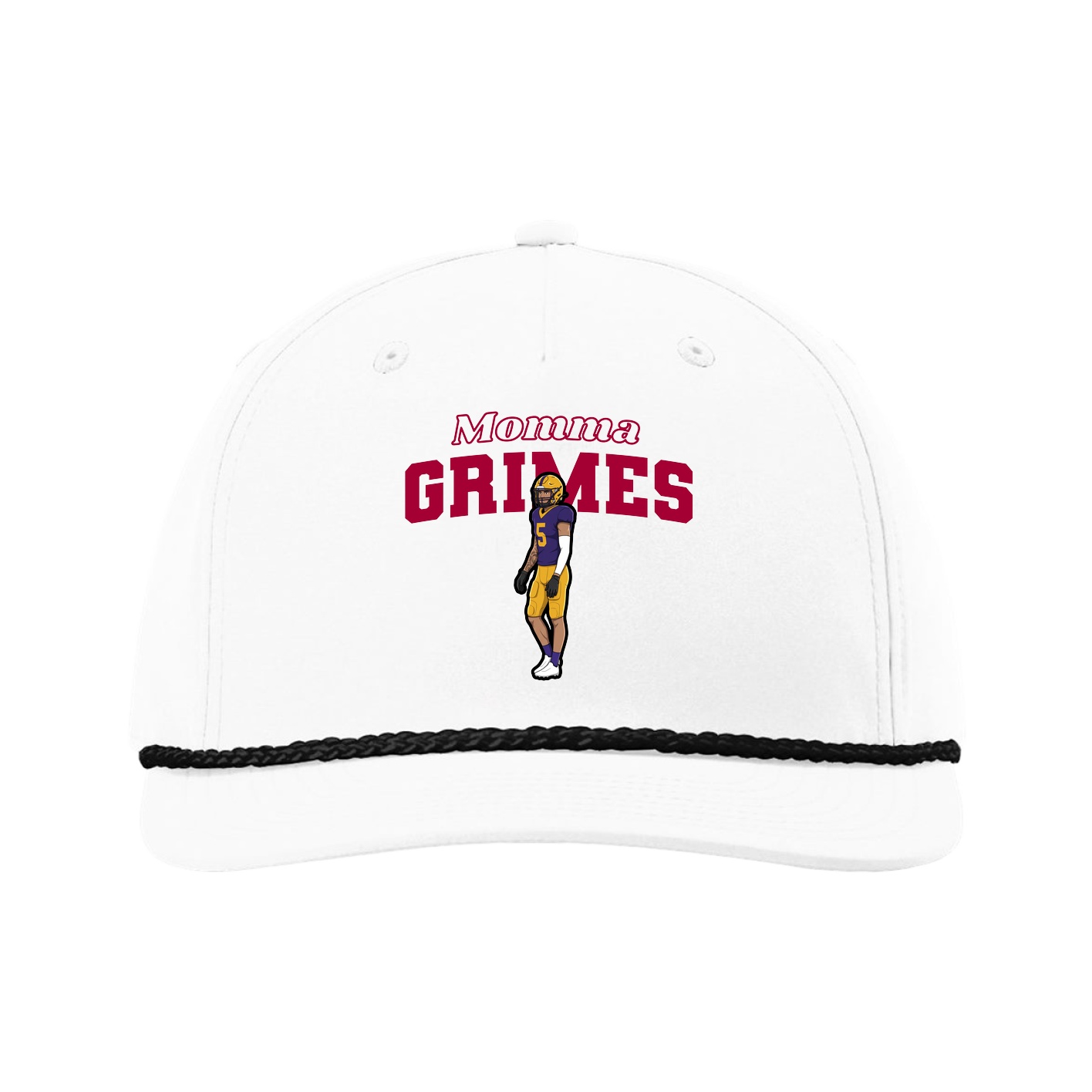 Five-Panel Classic Rope Cap — Mothers Day Block in White