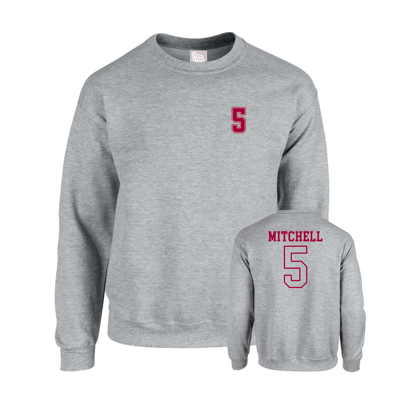Fleece Crew — Chest Back in Grey
